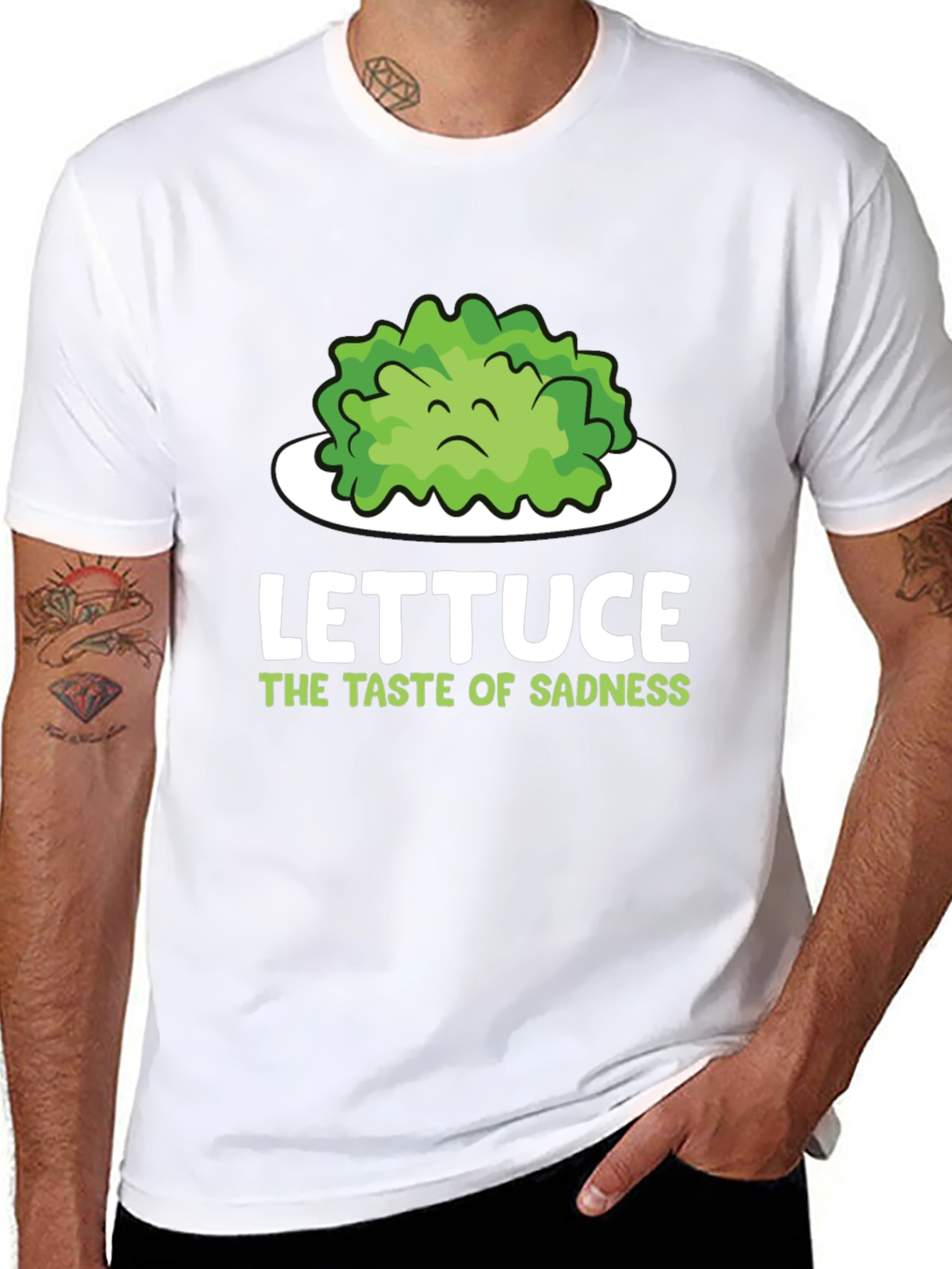 Black Lettuce Taste of Sadness T-Shirt - Funny Vegan Tee view 8
