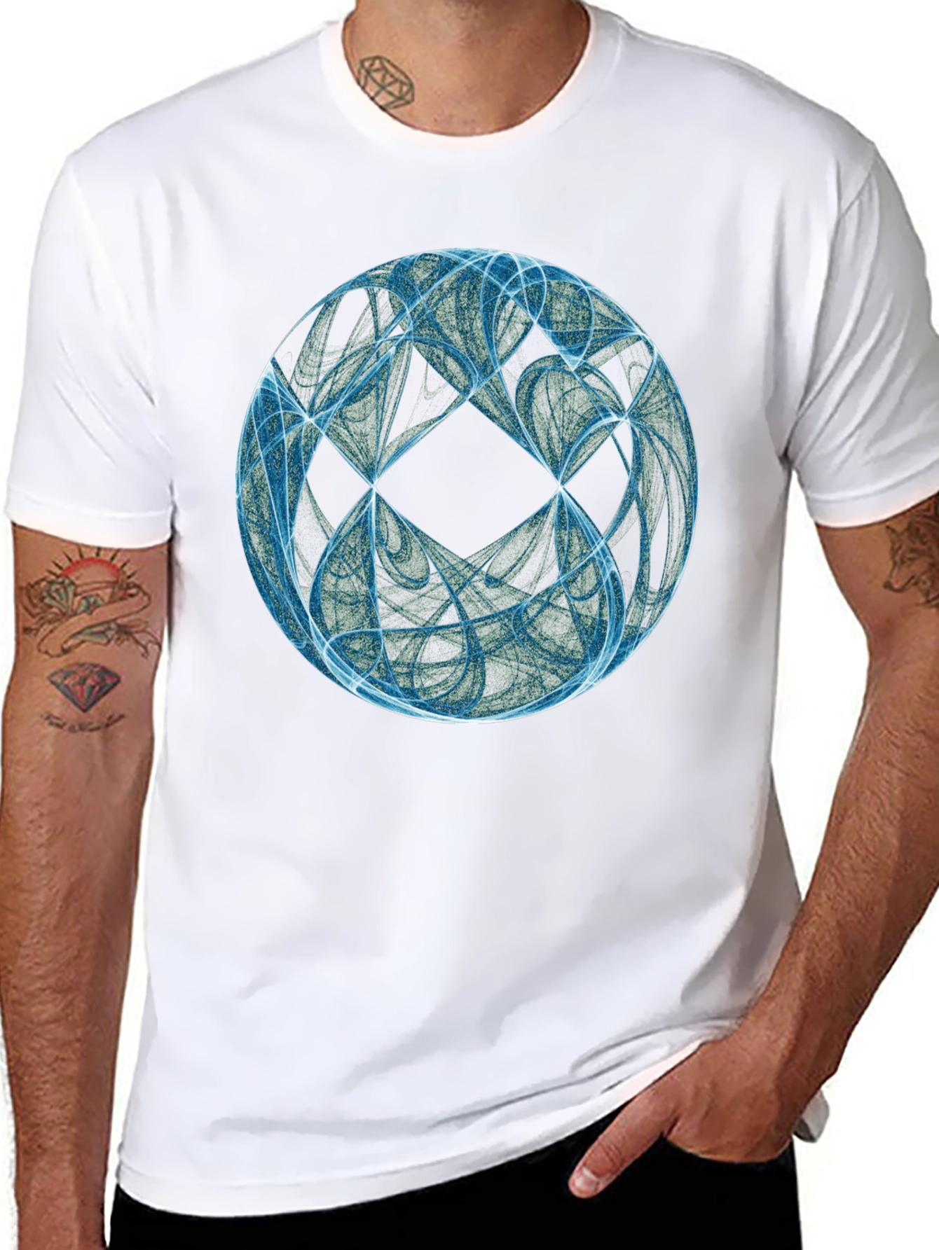 Black Abstract Sphere Graphic T-Shirt - Black view 8