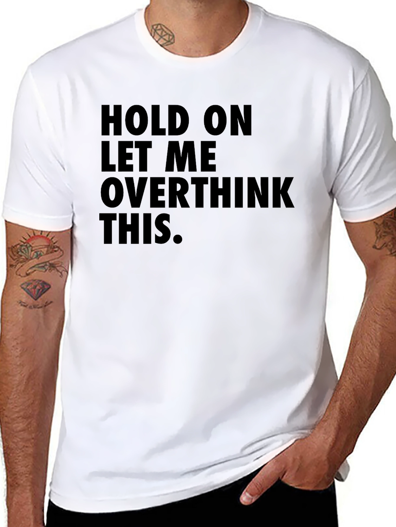 Black Overthinker Tee - Funny Graphic Novelty Slogan T-Shirt view 8