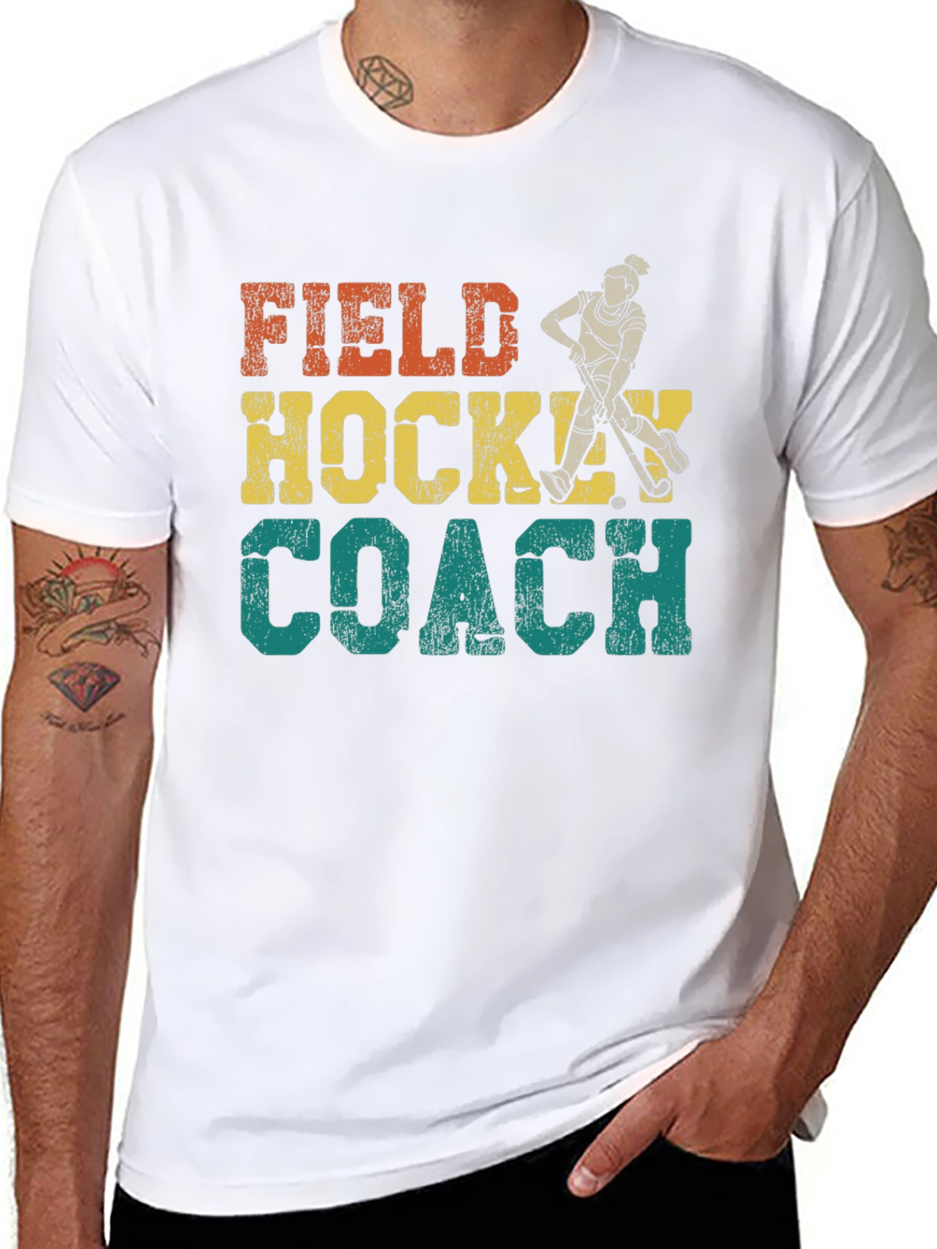 Black Field Hockey Coach Graphic Tee view 8
