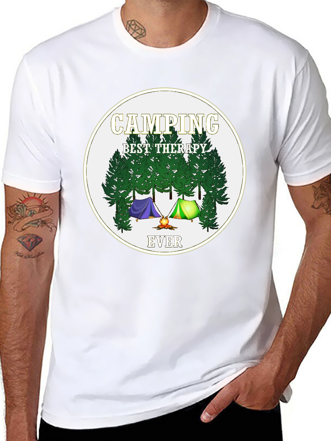 Black Camping Best Therapy Ever Graphic Tee view 8
