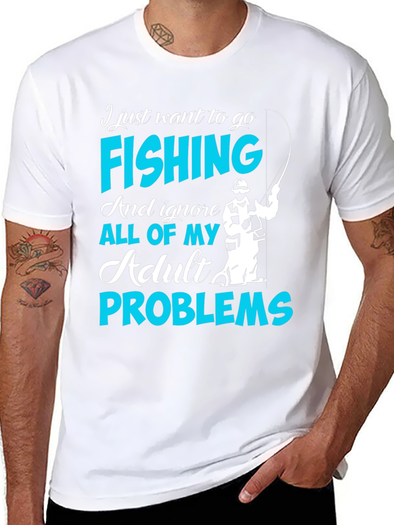 Black Fishing T-Shirt - Ignore Adult Problems view 8