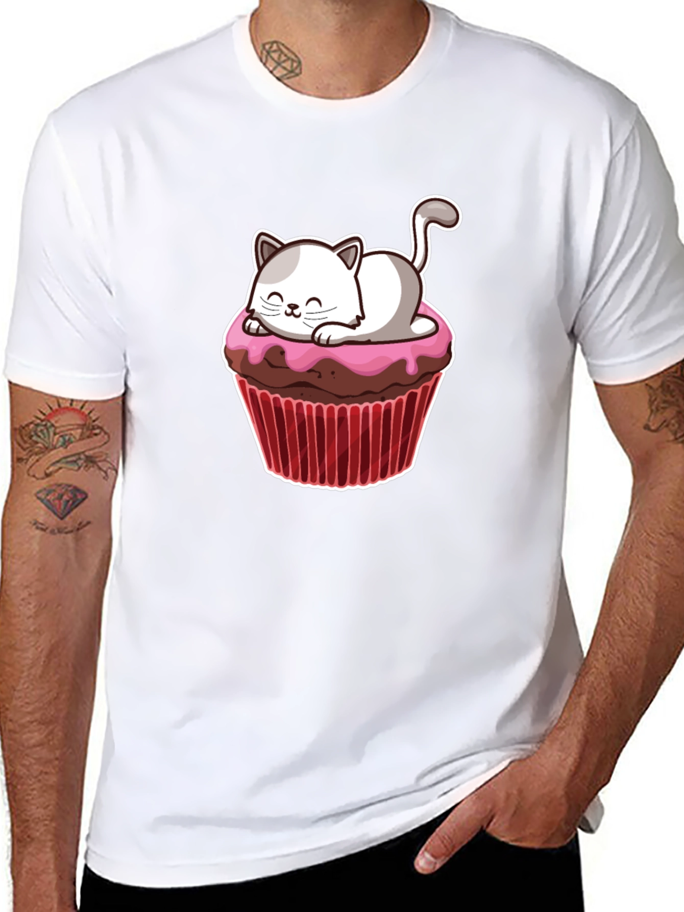 Black Cute Cat Cupcake T-Shirt - Fun & Sweet Design view 8