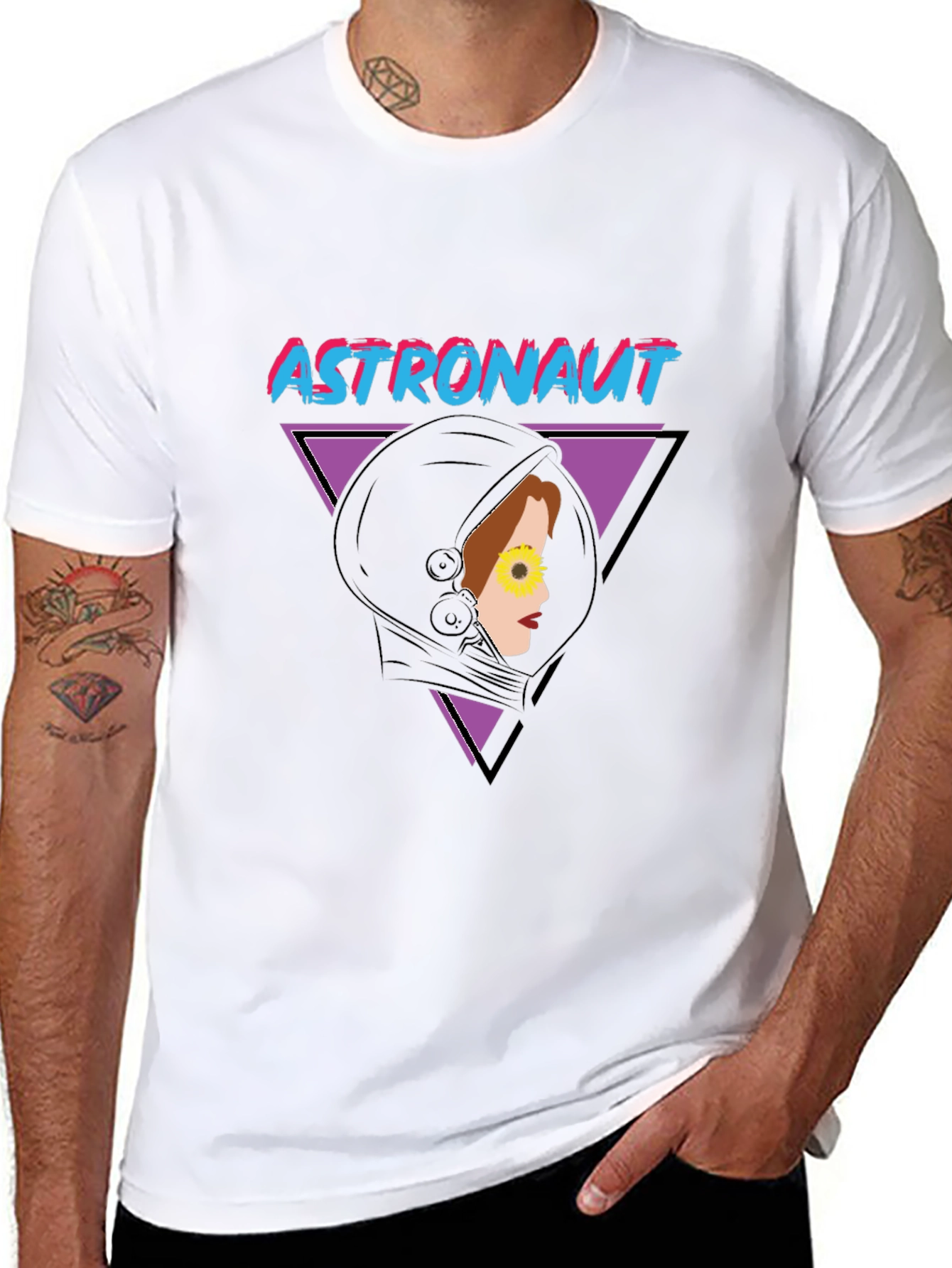 Black Astronaut Retro Graphic T-Shirt view 8