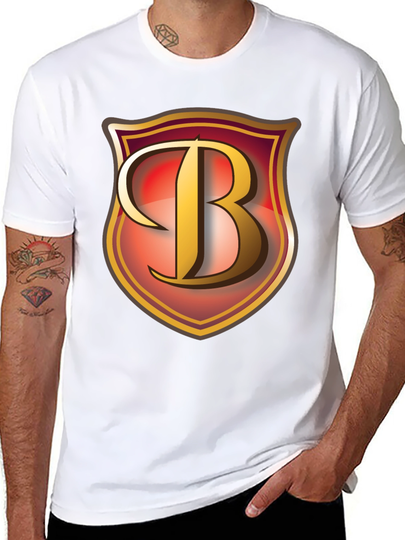 Black Letter B Shield Graphic T-Shirt view 8