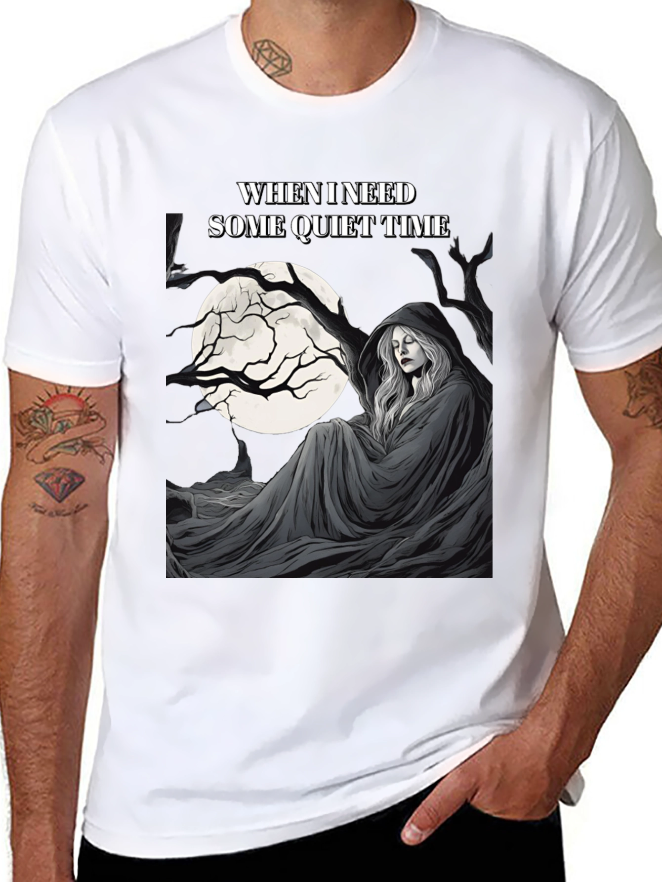 Black Quiet Time Graphic T-Shirt - Dark Humor Tee view 8