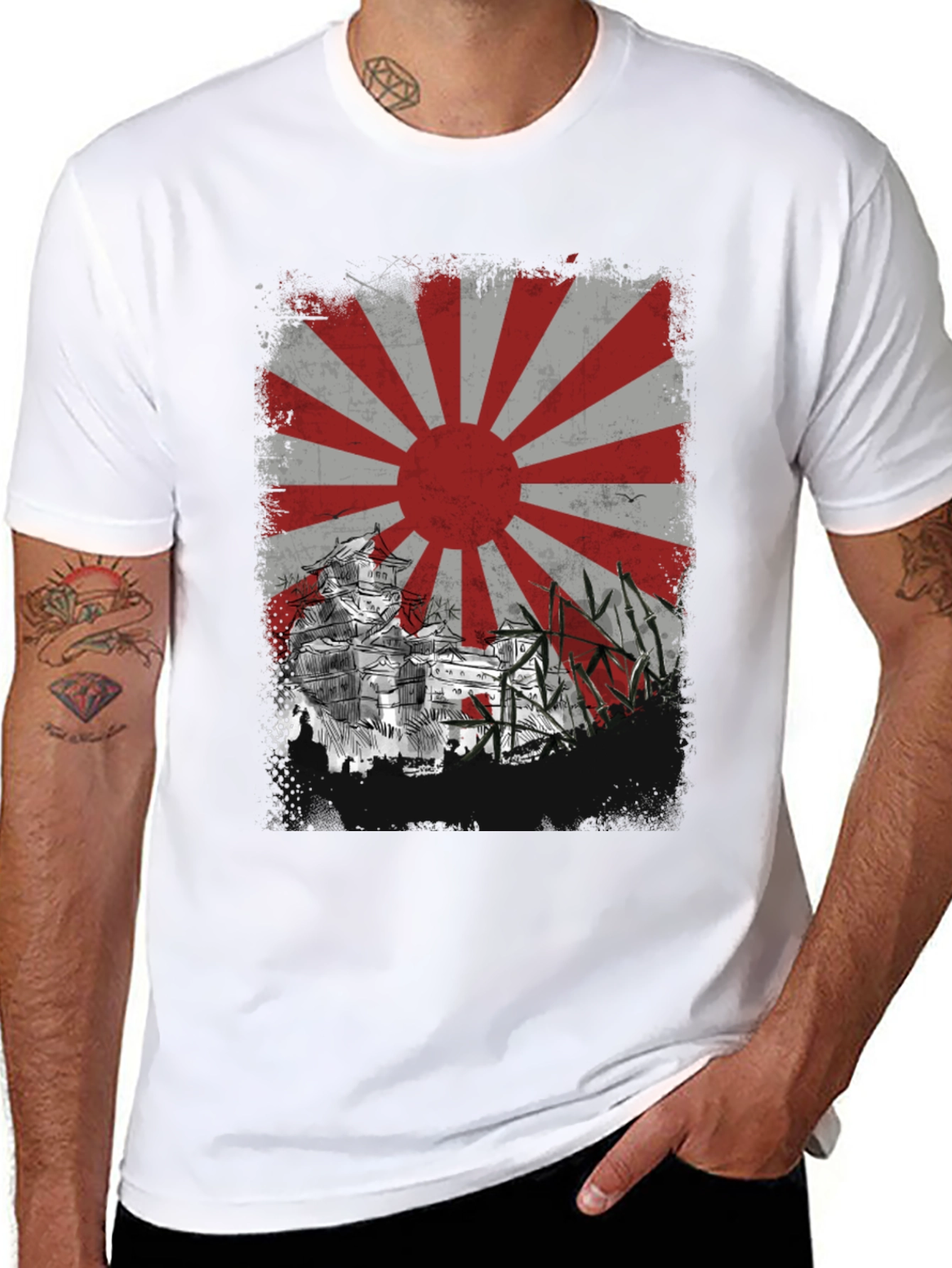 Rising Sun T-Shirt - Japanese Castle Design - 8