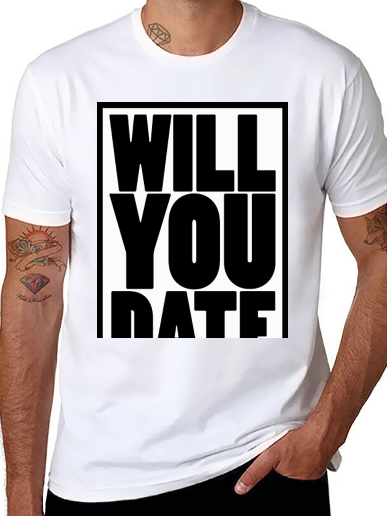 Black Funny Will You Date Graphic Tee Shirt view 8