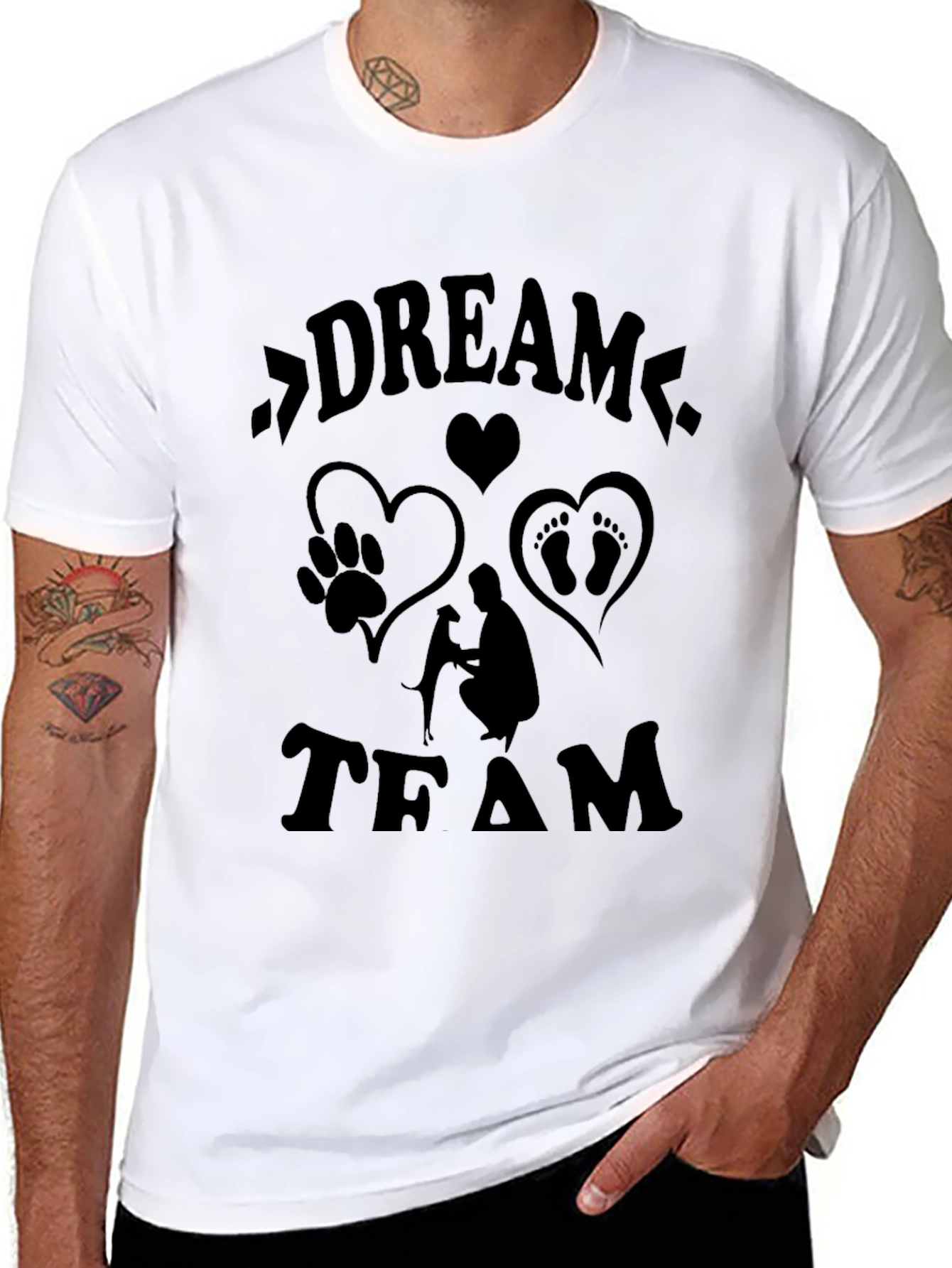 Black Dream Team Graphic Tee - Family, Dog, Baby Love view 8