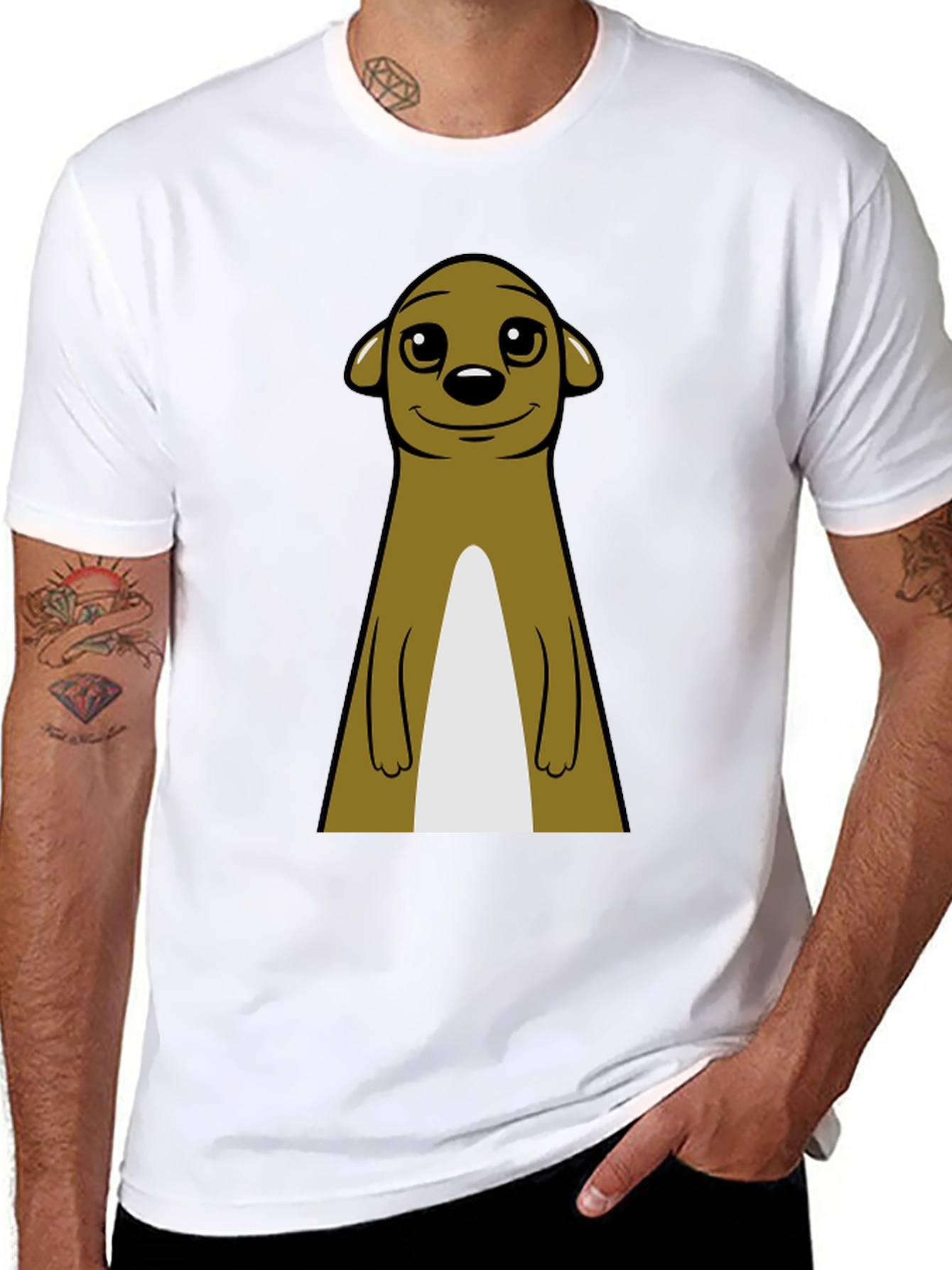 Black Meerkat Graphic Tee - Classic Crew Neck view 8