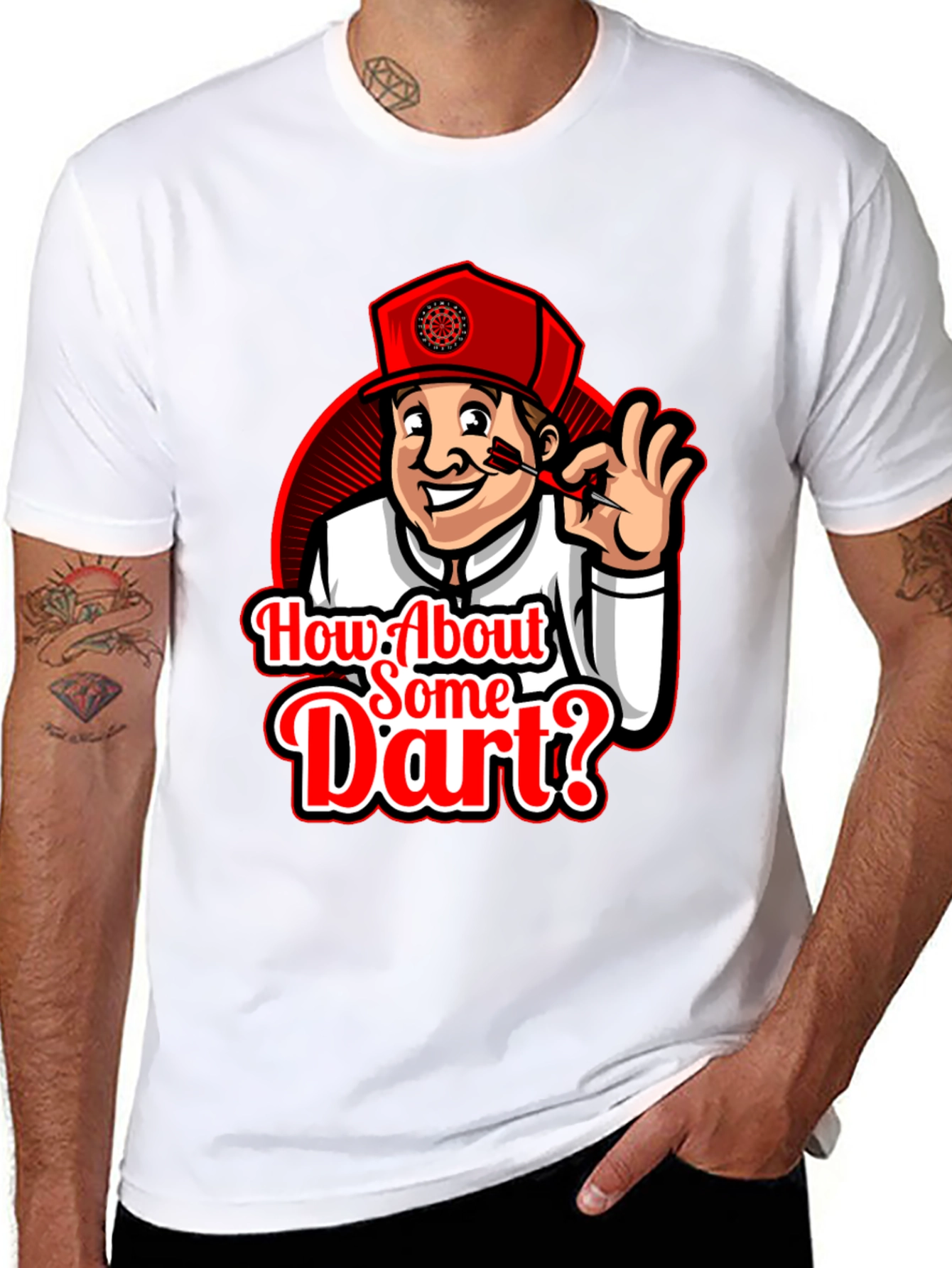Black How About Some Dart? T-Shirt - Dart Game Tee view 8