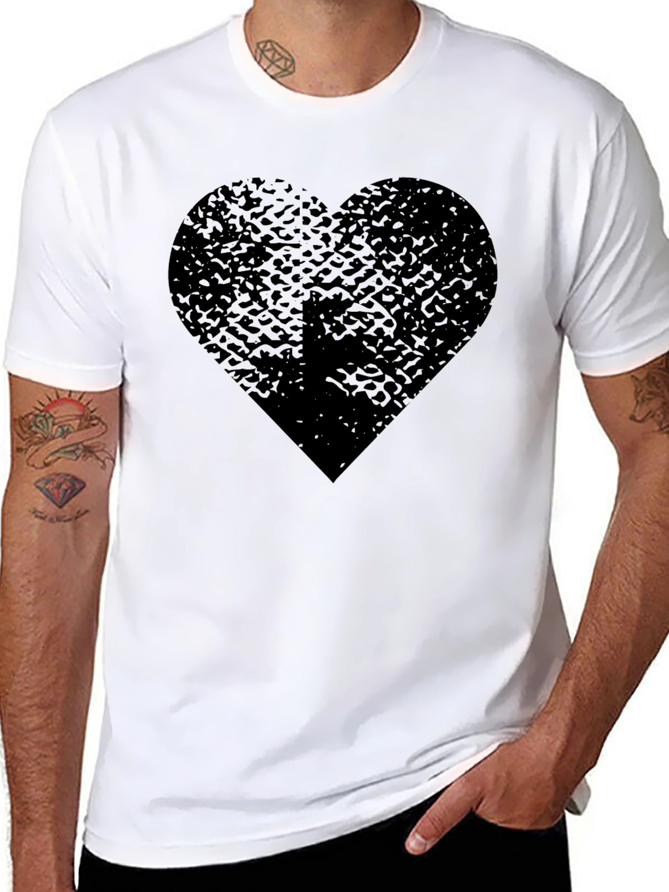 Black Black Heart Graphic Tee - Trendy Casual Wear view 8
