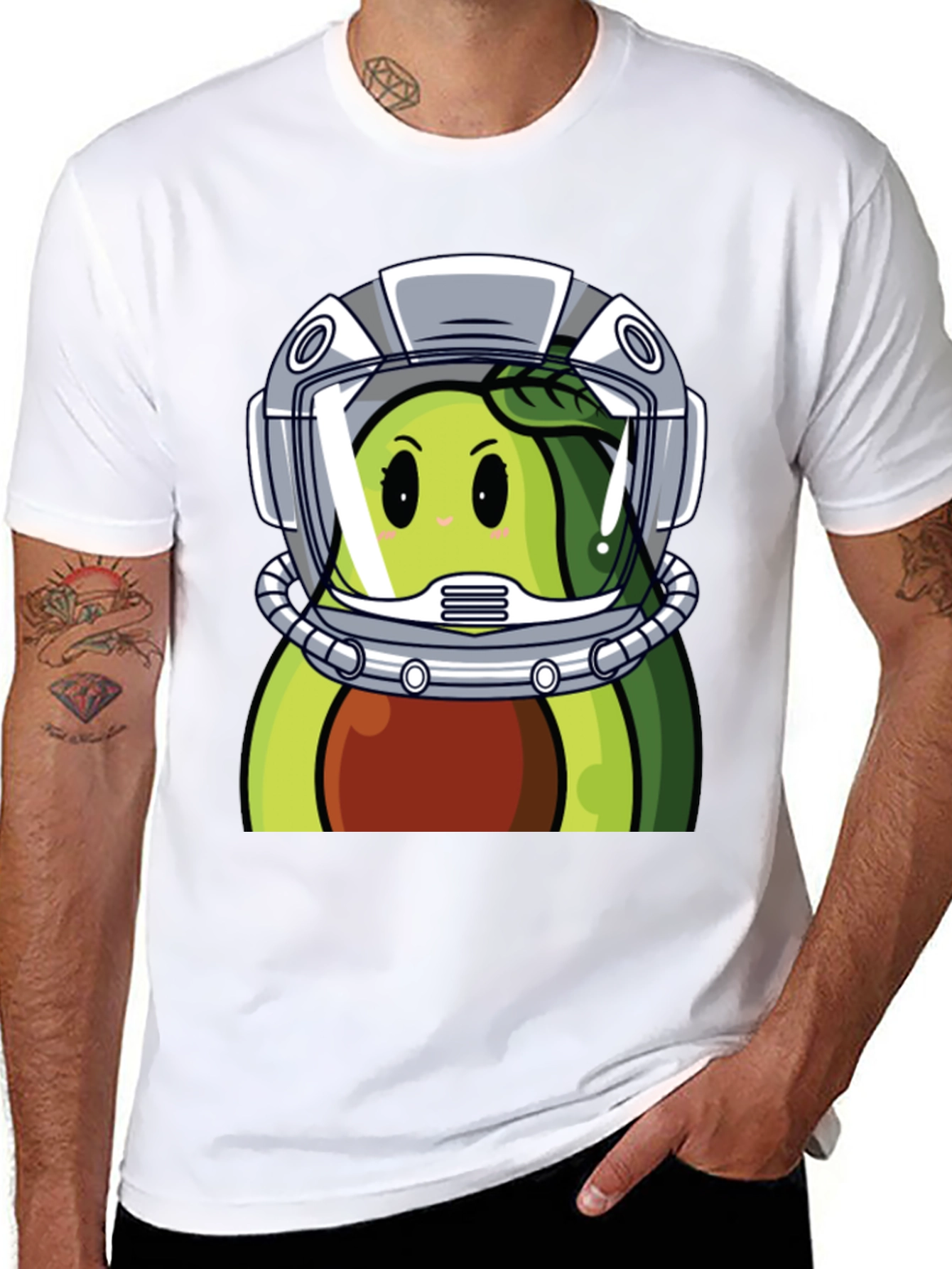 Black Avocado Astronaut Graphic Tee - Unique Black T-Shirt view 8