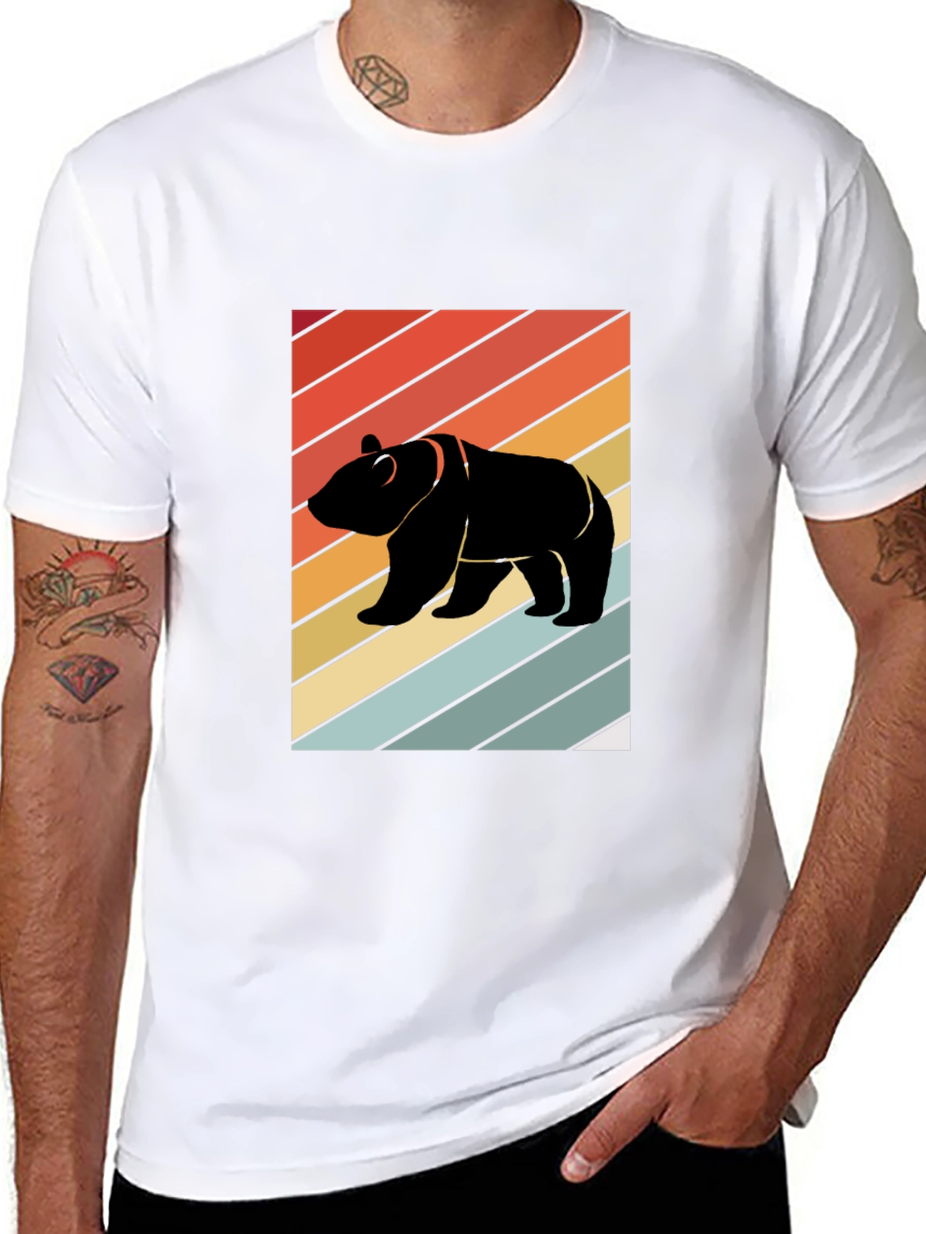 Black Retro Bear Graphic Tee - Black view 8