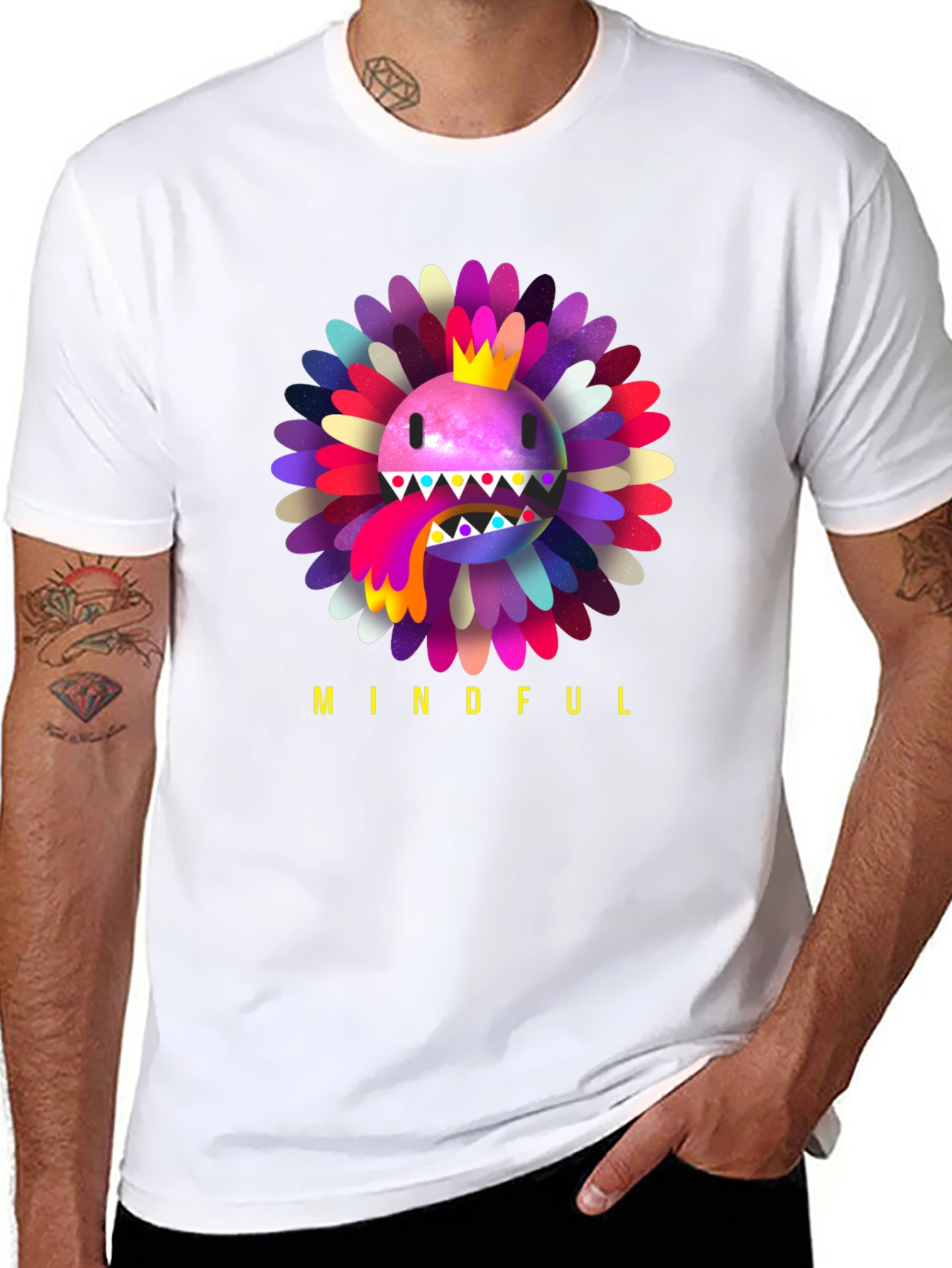 Black Mindful Flower Graphic Tee - Trendy Casual Wear view 8