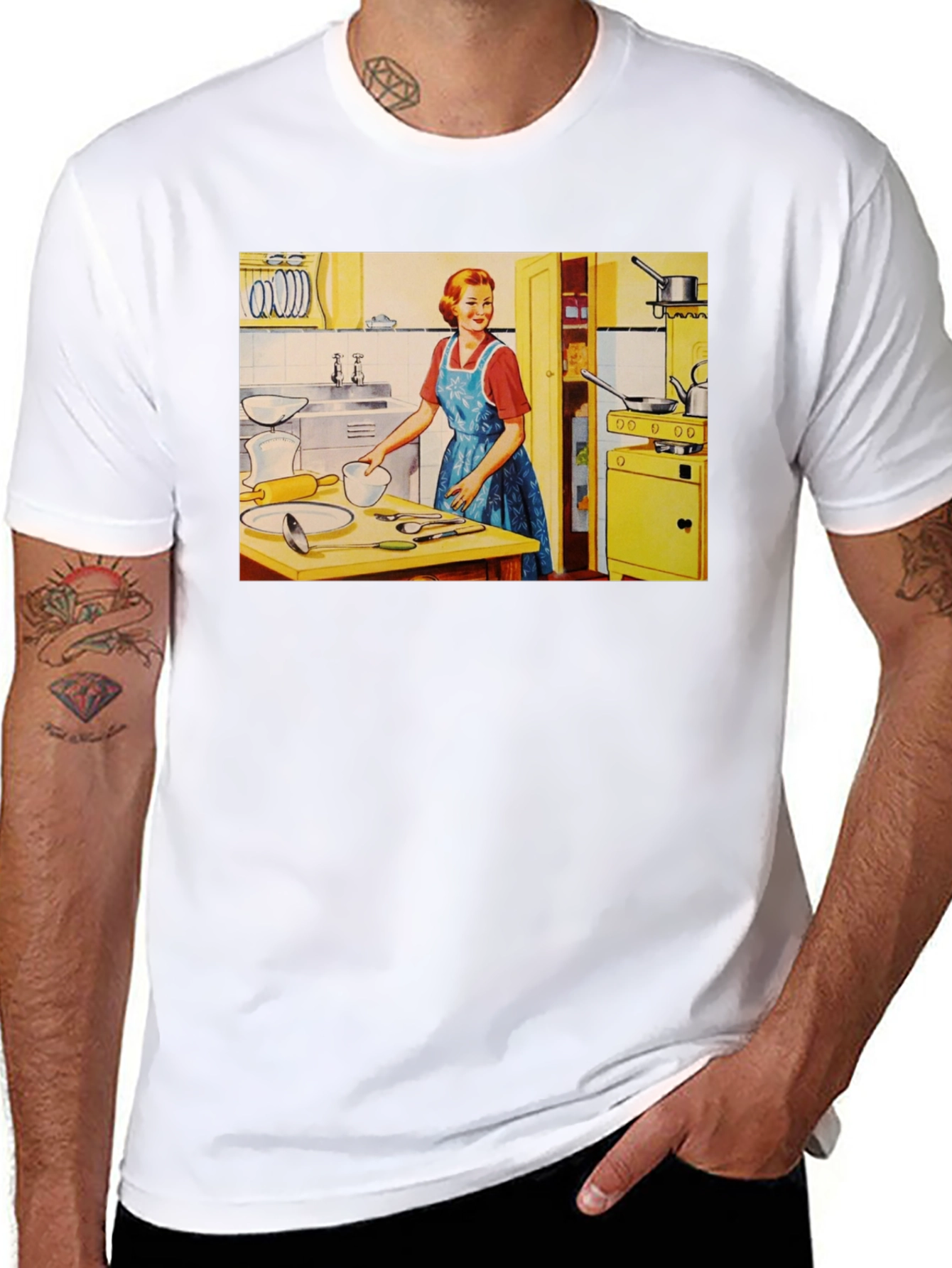Black Retro Kitchen T-Shirt - Vintage Housewife Tee view 8