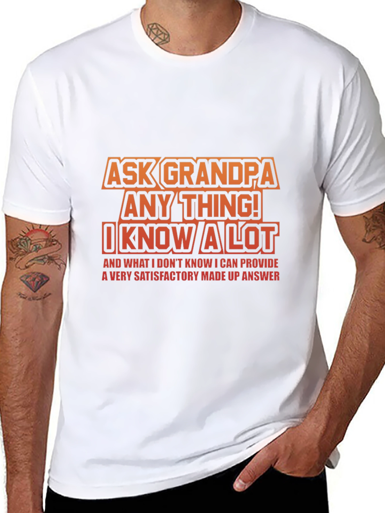 Black Ask Grandpa Anything T-Shirt: Funny Gift for Grandfathers view 8