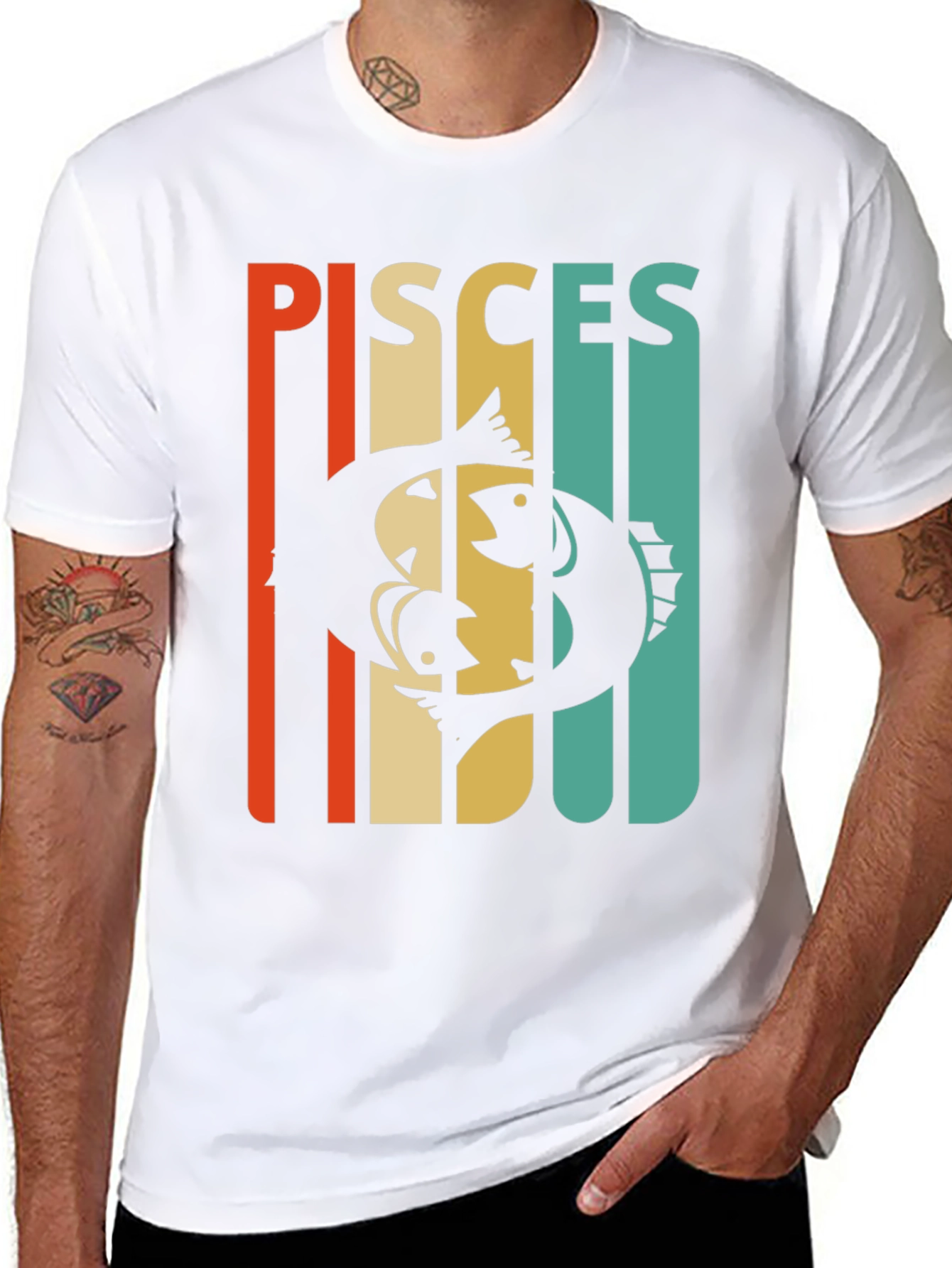 Black Pisces Zodiac Sign Graphic T-Shirt view 8