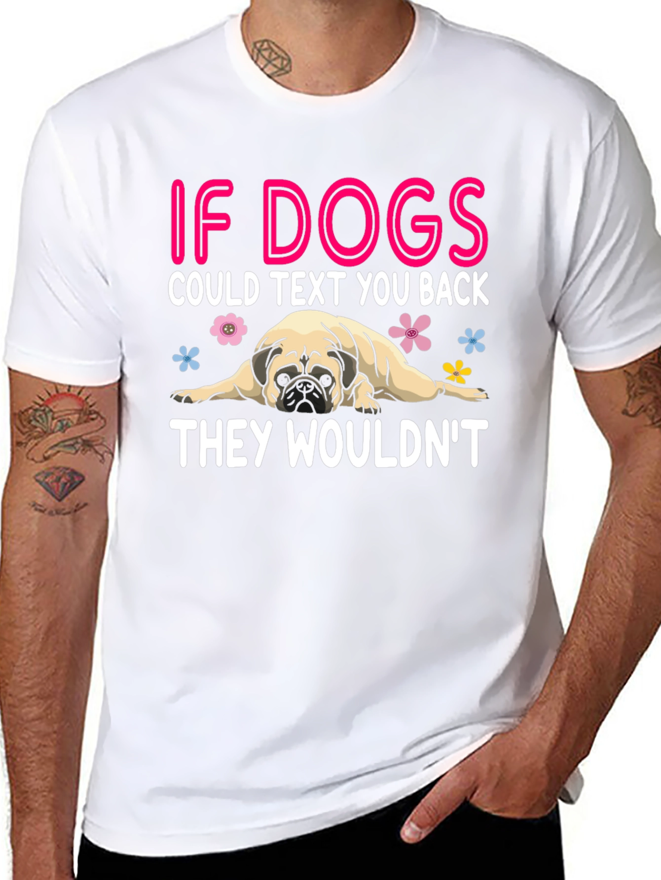 Black Funny Dog T-Shirt - If Dogs Could Text view 8