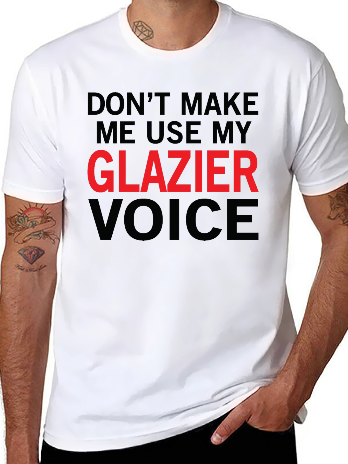 Black Don't Make Me Use My Glazier Voice Graphic Tee view 8