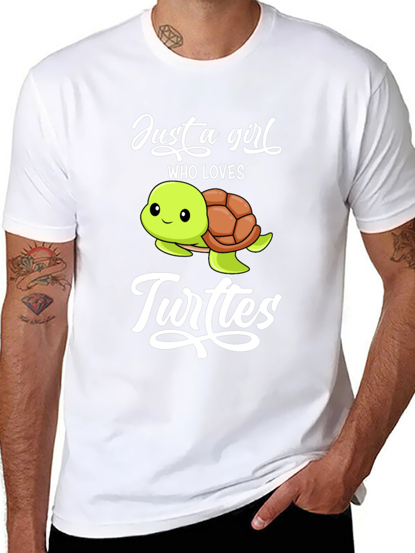 Black Just A Girl Who Loves Turtles Graphic T-Shirt view 8