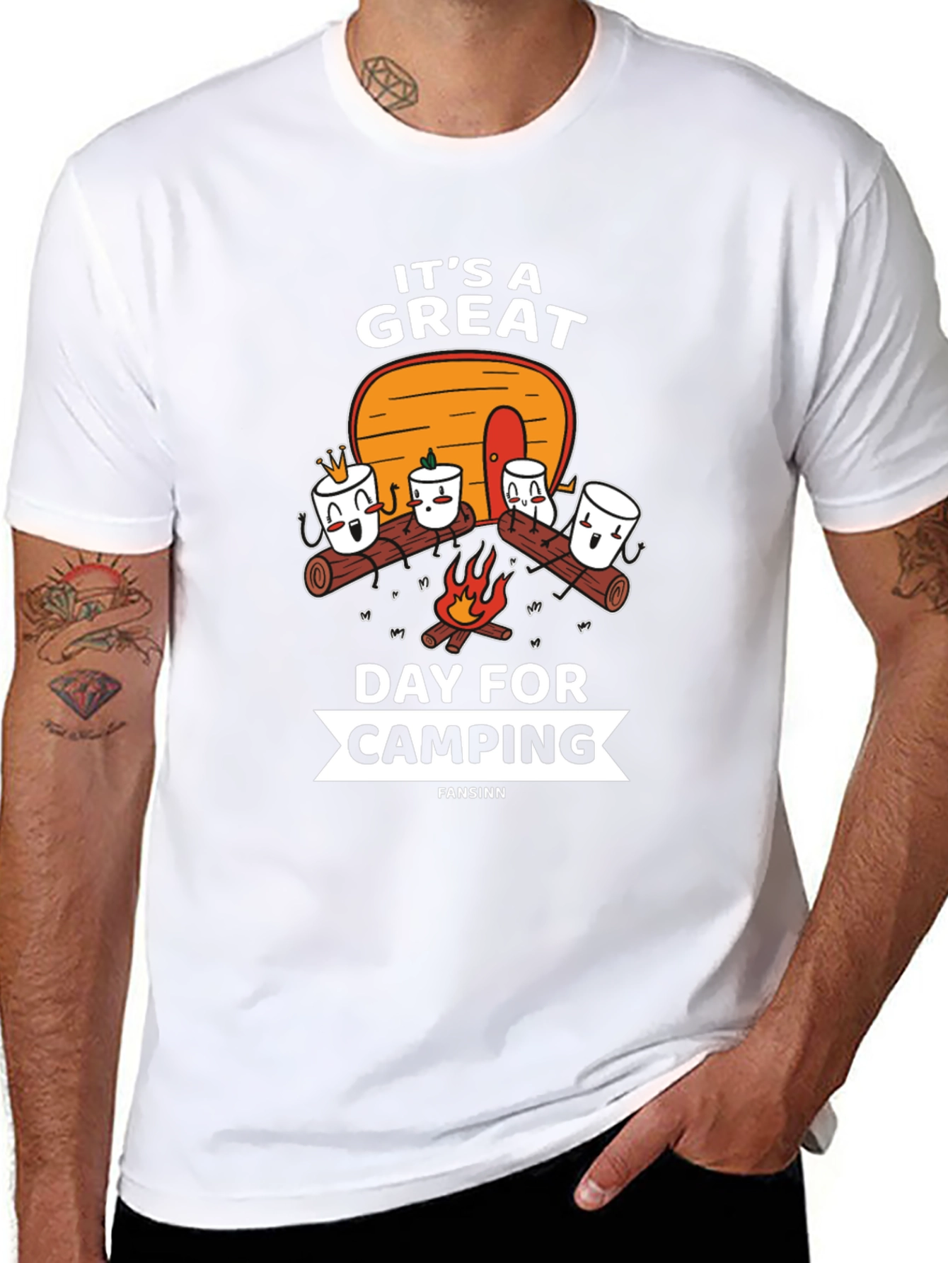 Black It's a Great Day for Camping Graphic T-Shirt view 8