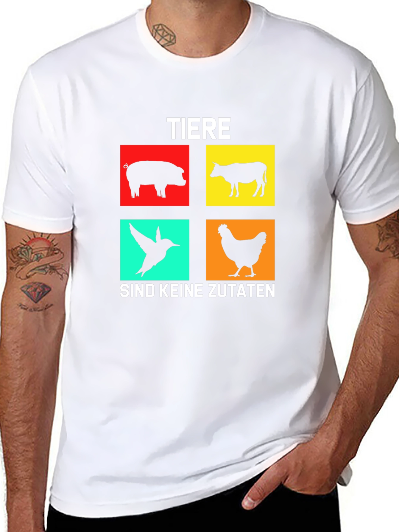 Black Vegan T-Shirt: Tiere Sind Keine Zutaten view 8