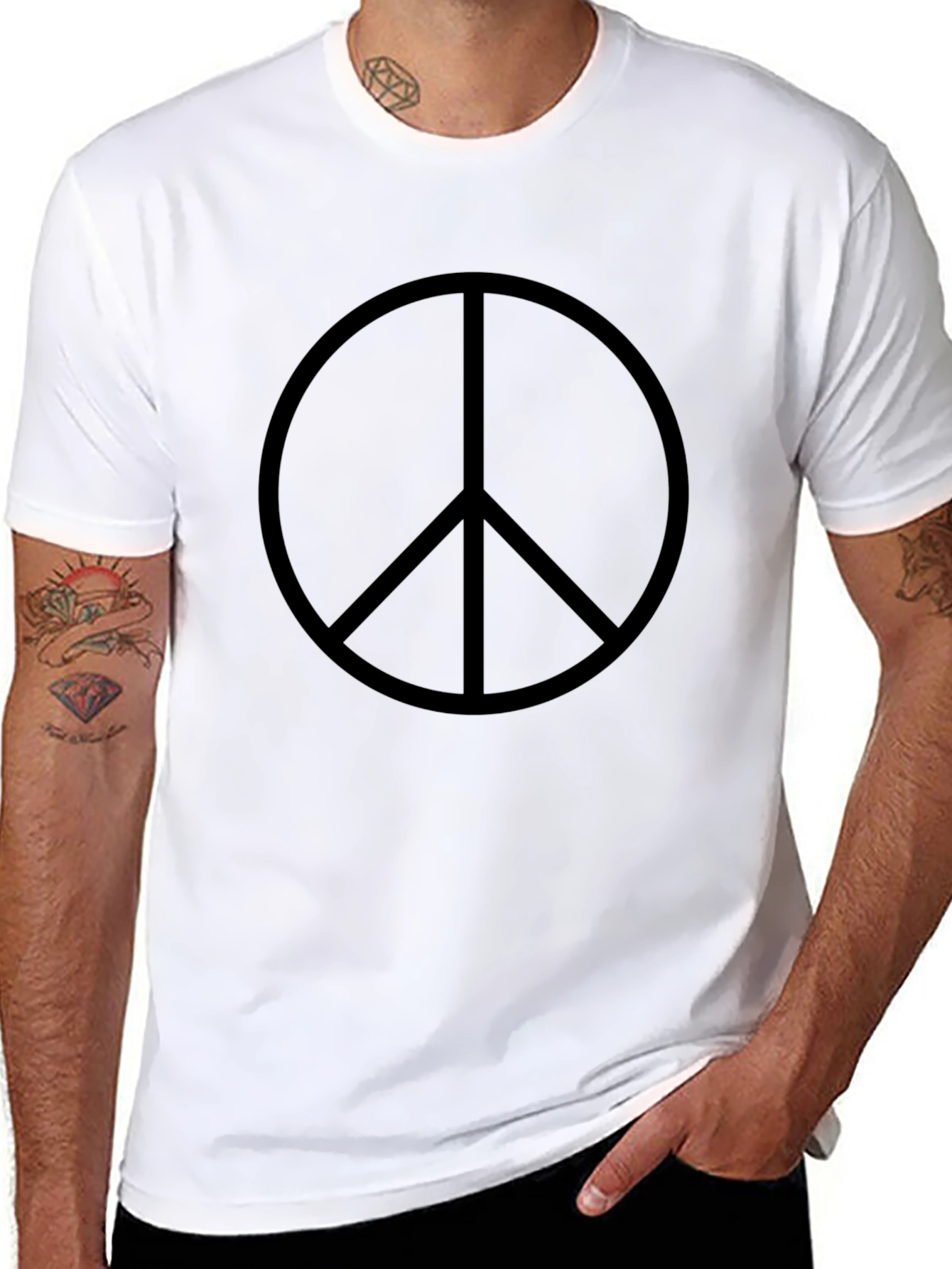 Black Peace Sign Graphic Black T-Shirt view 8