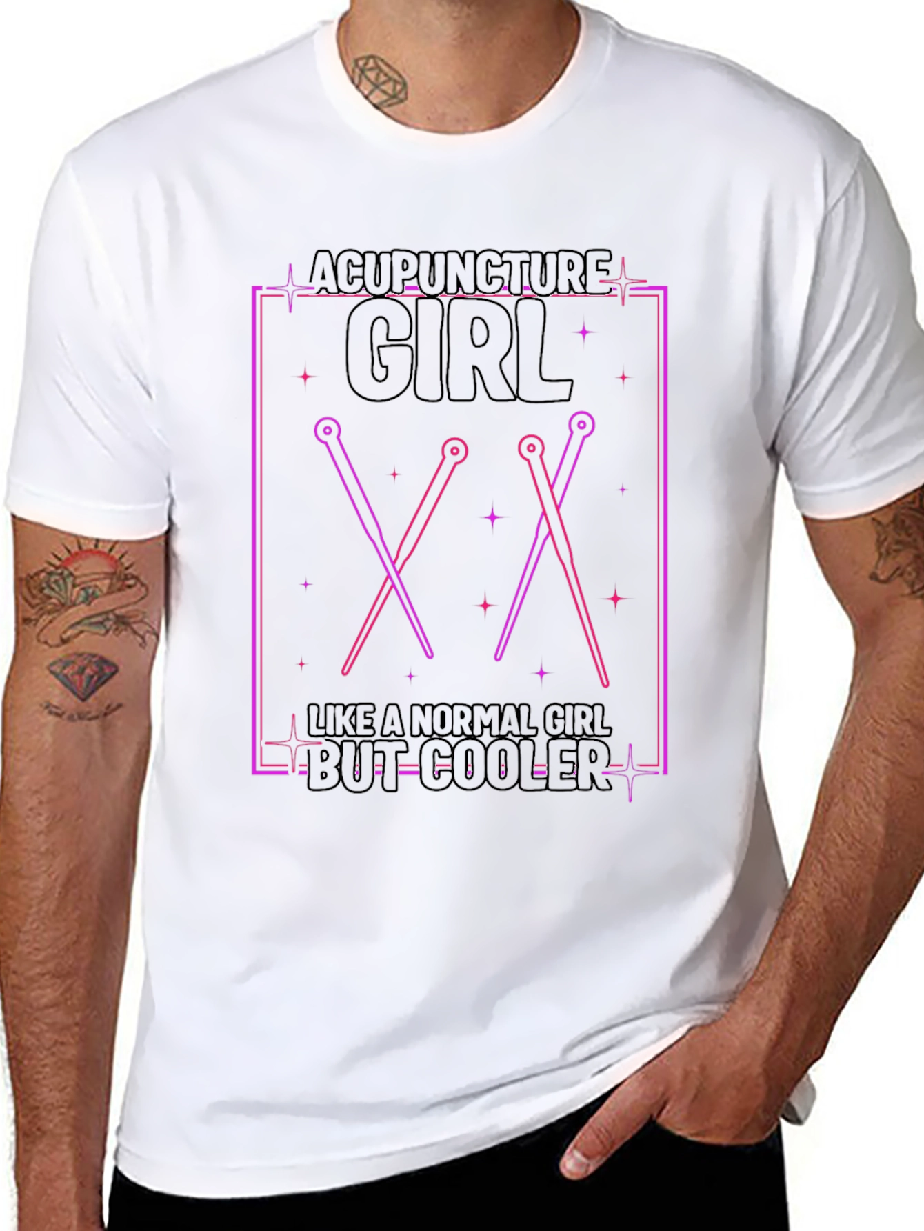 Black Acupuncture Girl T-Shirt - Cooler Than Normal view 8