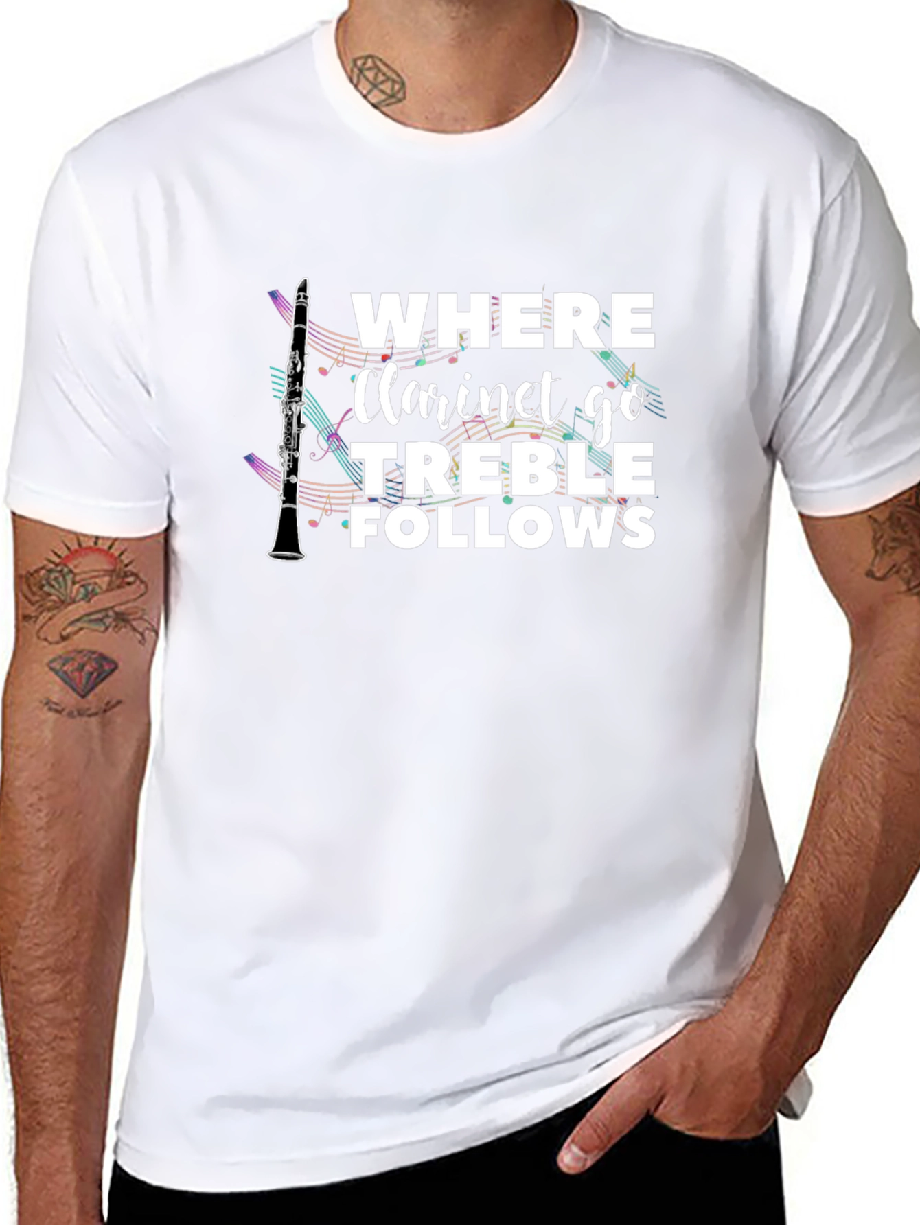Black Where Clarinet Go Treble Follows Black T-Shirt view 8