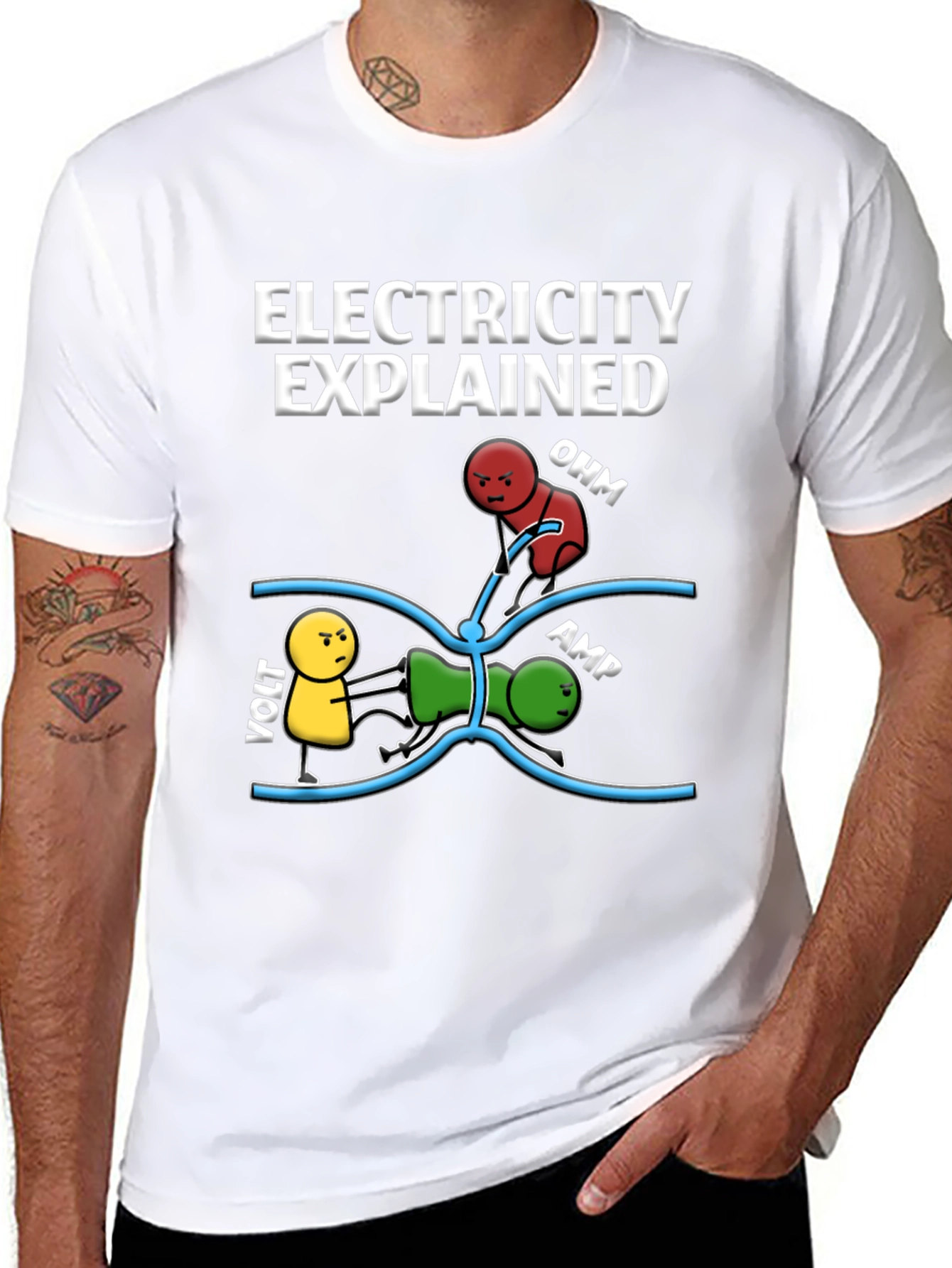 Black Electricity Explained Black Graphic T-Shirt view 8