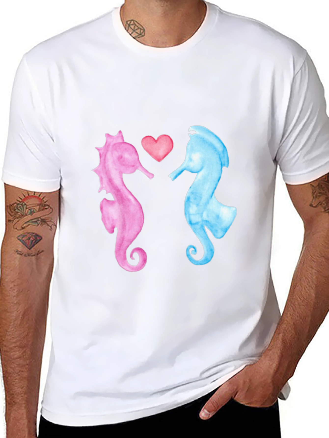 Black Sea Horse Love T-Shirt view 8