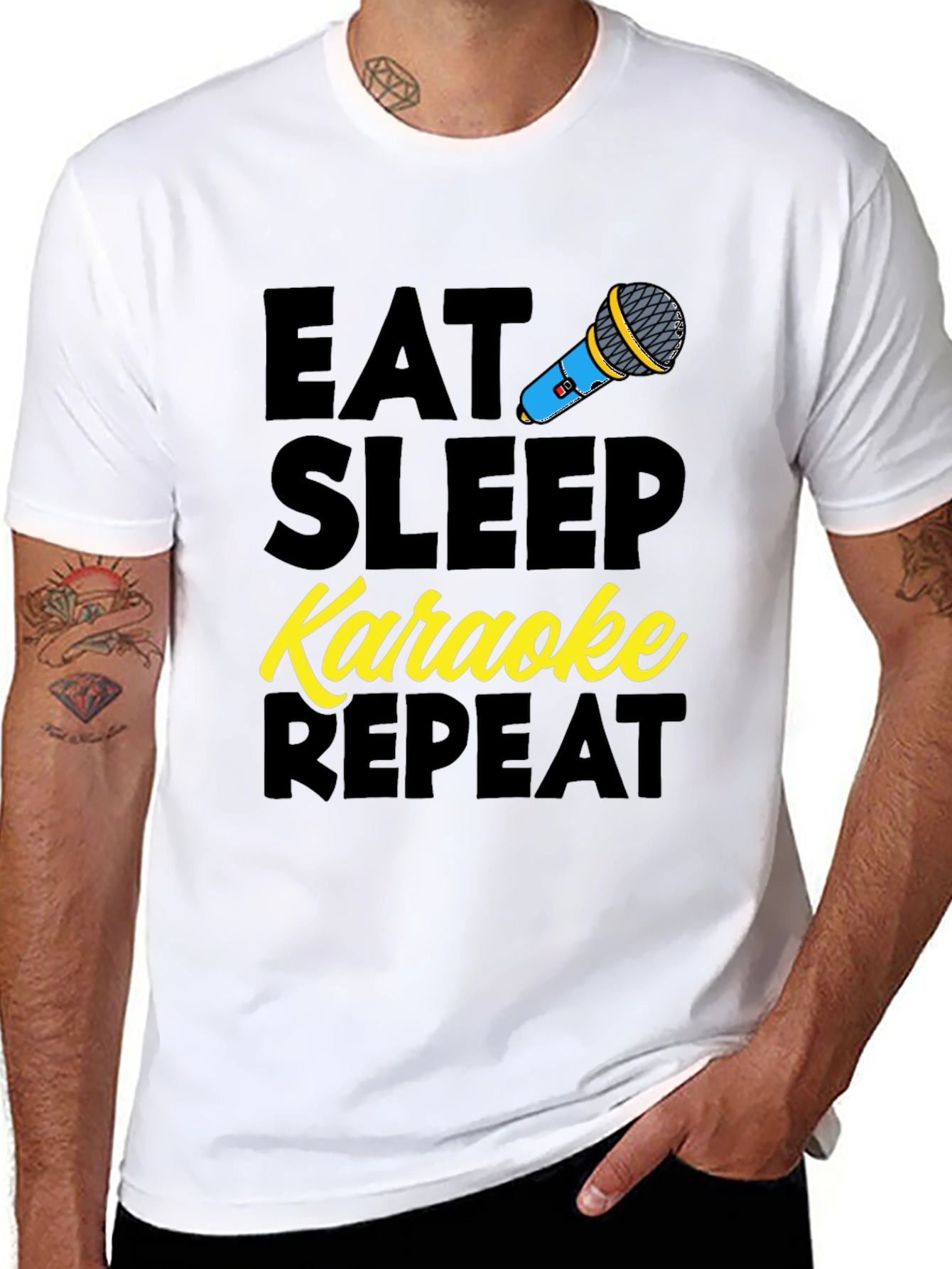 Black Eat Sleep Karaoke Repeat Graphic Tee view 8