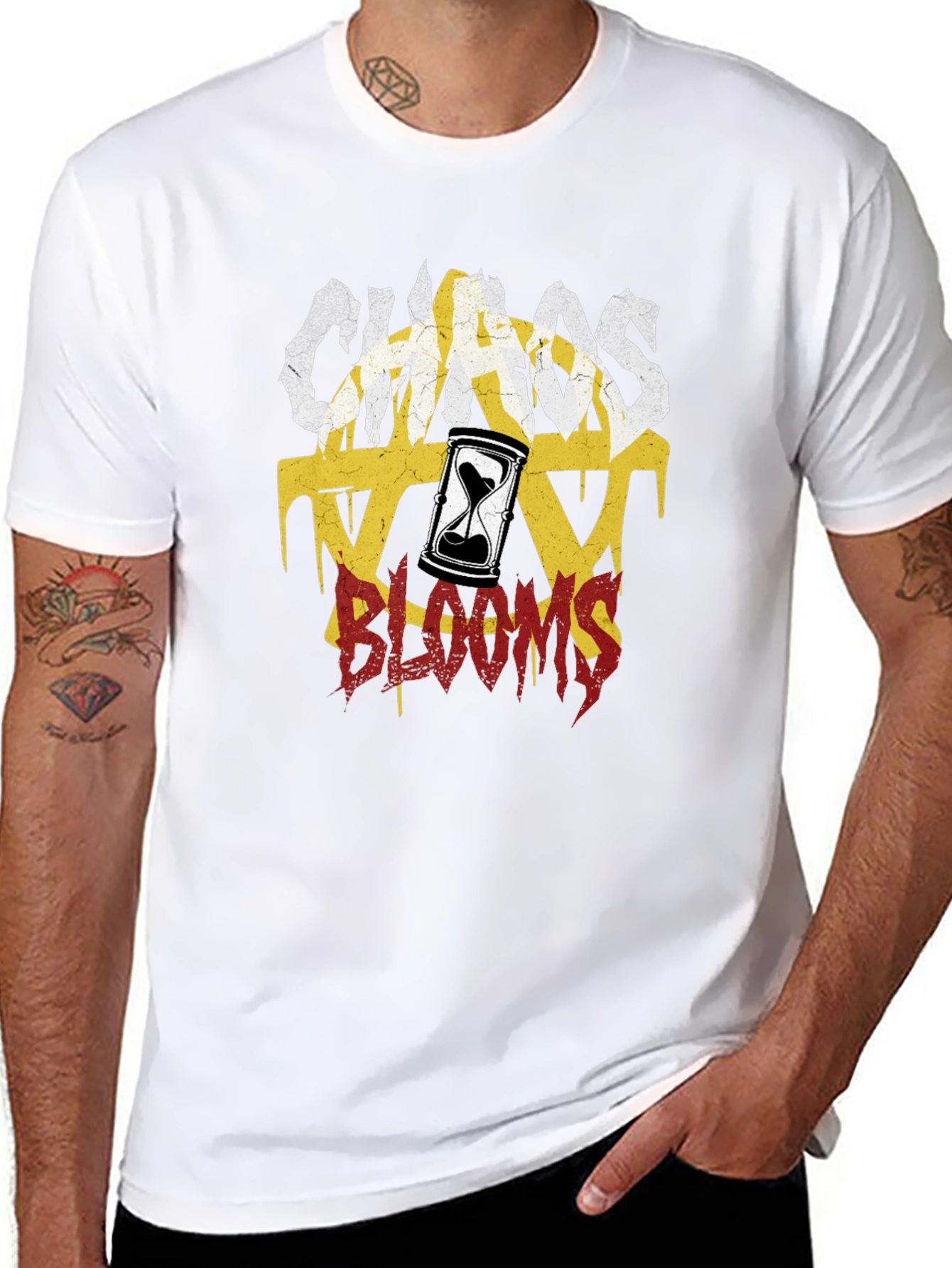 Chaos Blooms Graphic Print Black T-Shirt - 8
