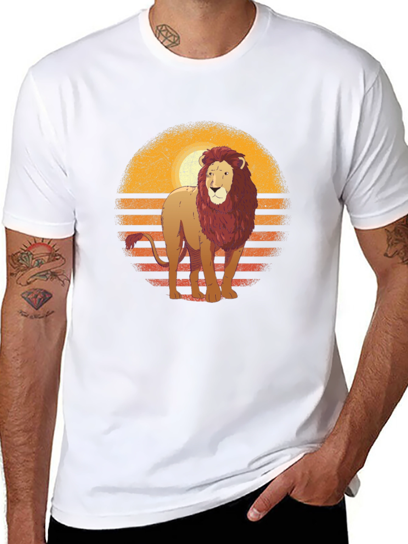 Black Lion Sunset Graphic T-Shirt - Black view 8
