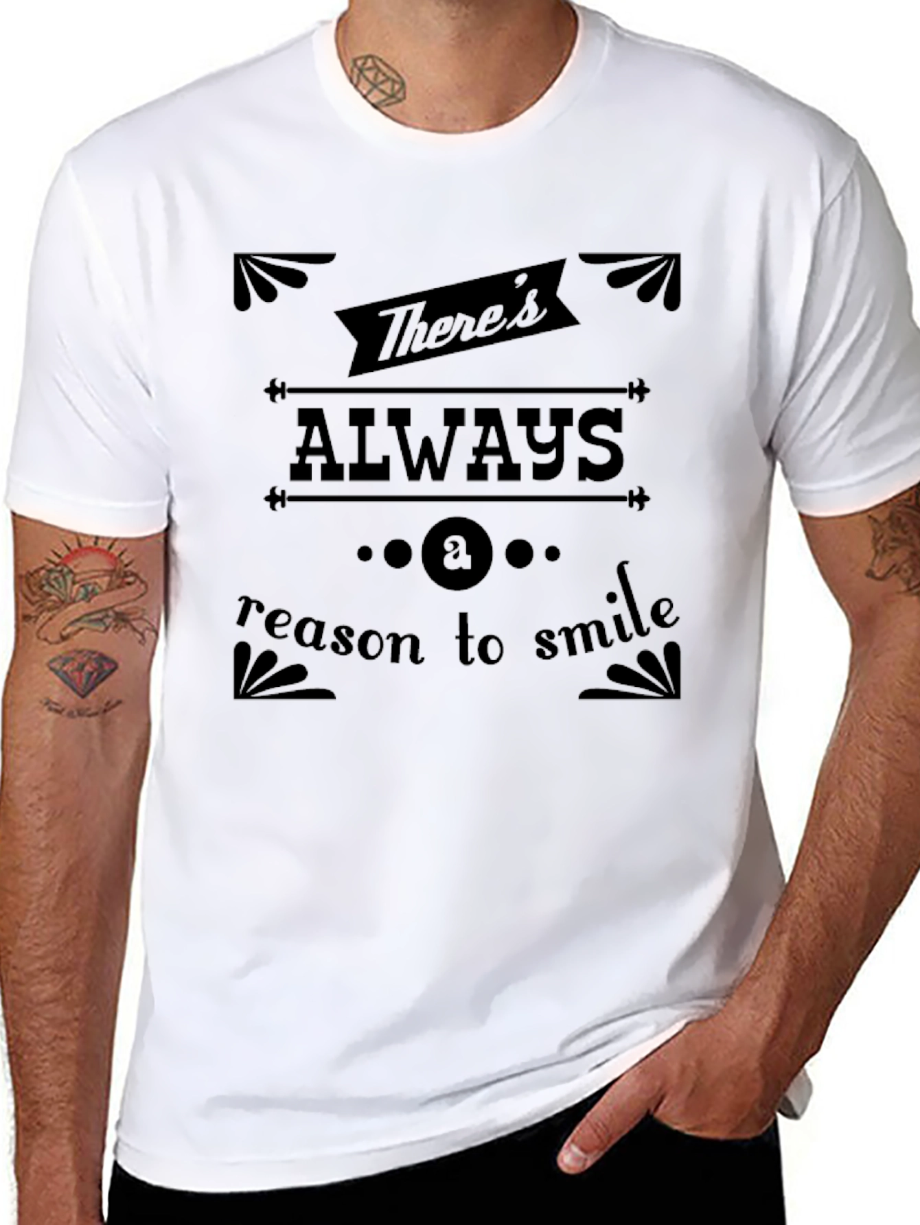 Black There's Always a Reason to Smile Graphic Tee view 8