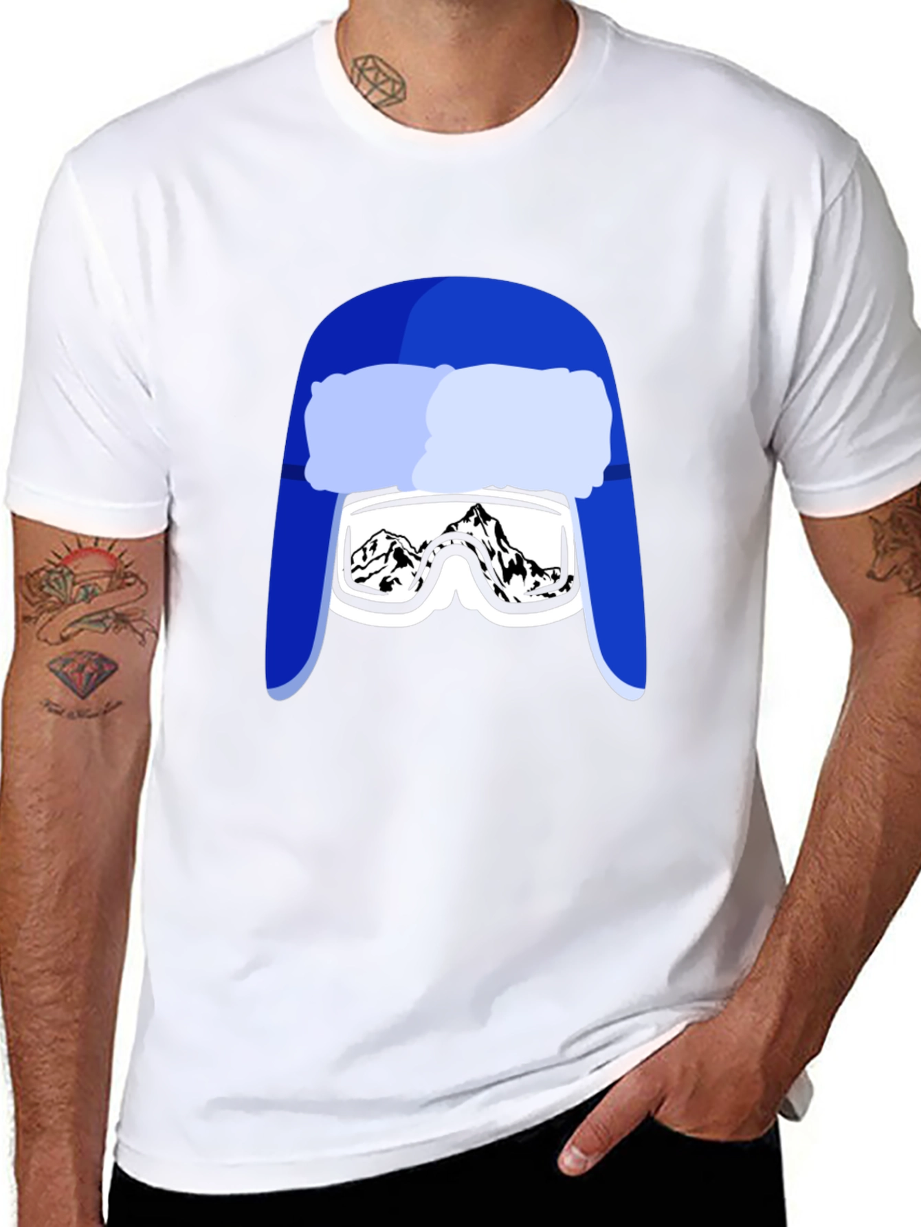 Black Funny Ski Hat Goggles T-Shirt view 8