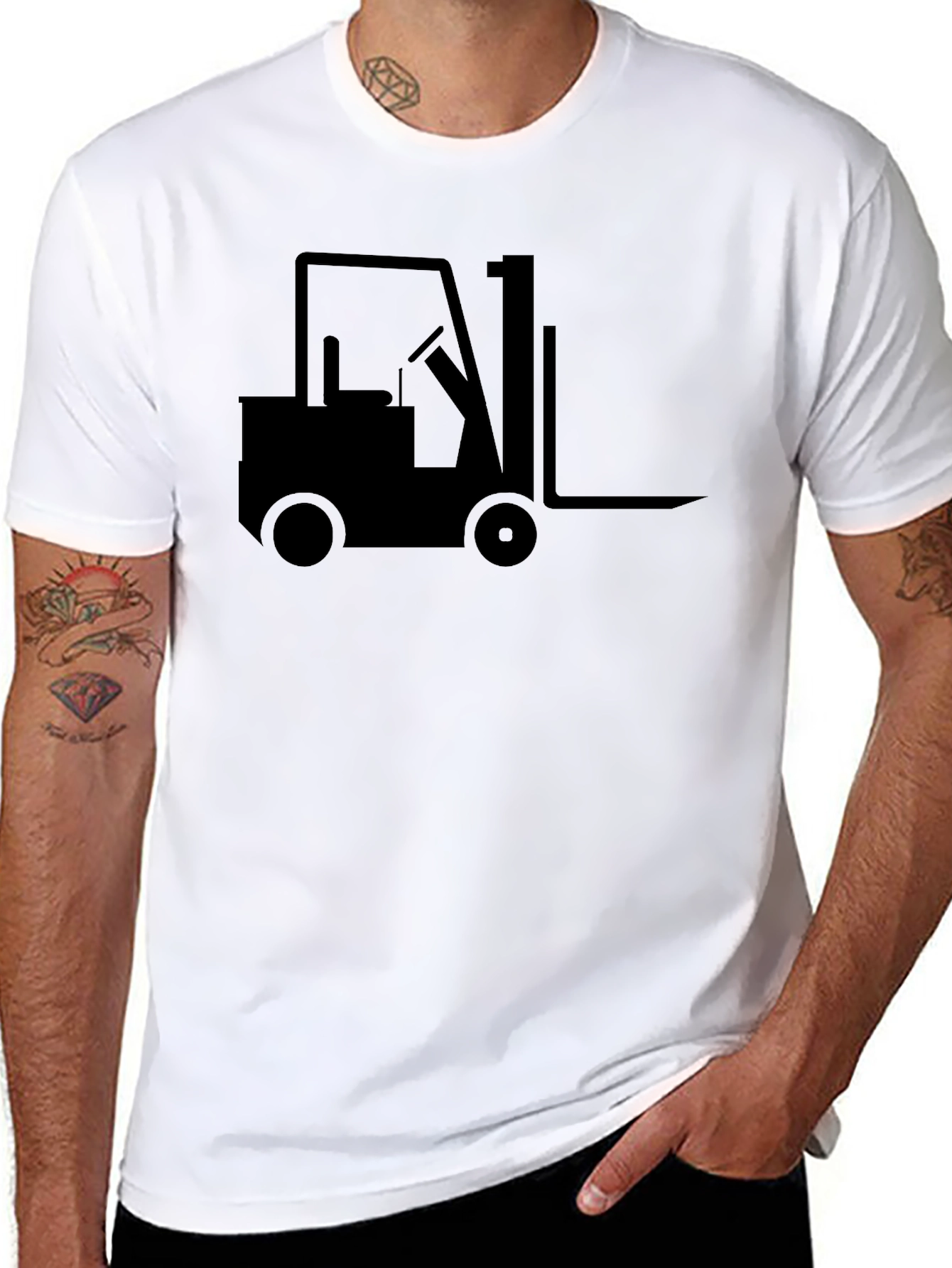 Black Forklift Graphic Tee - Black Crew Neck T-Shirt view 8