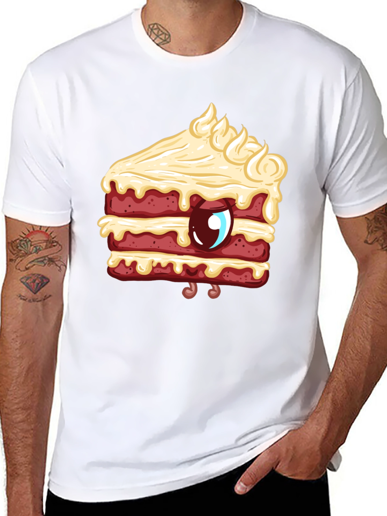 Black Cartoon Cake Slice Graphic Tee - Sweet Style! view 8