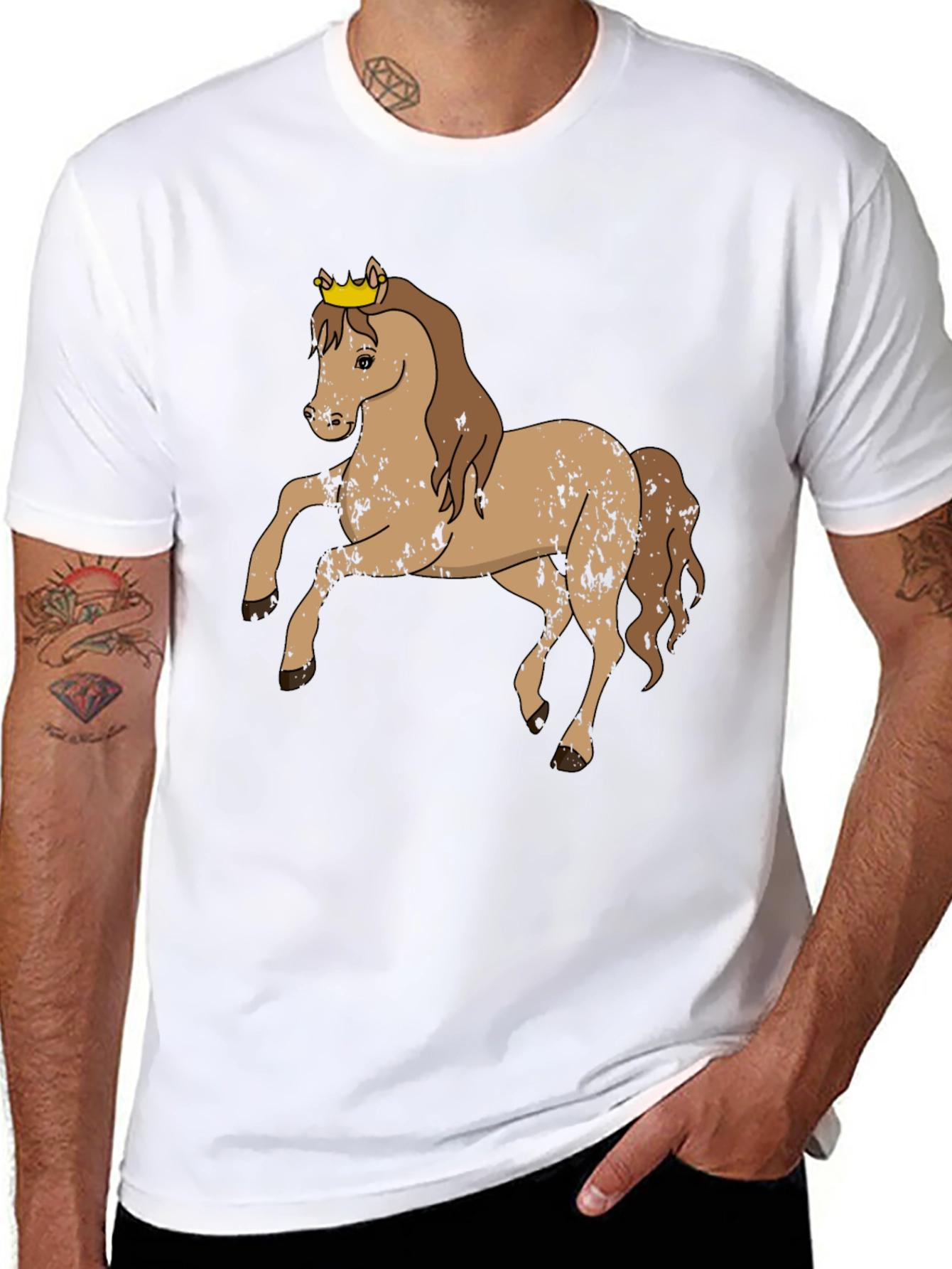 Black Horse Wearing Crown Graphic Tee view 8
