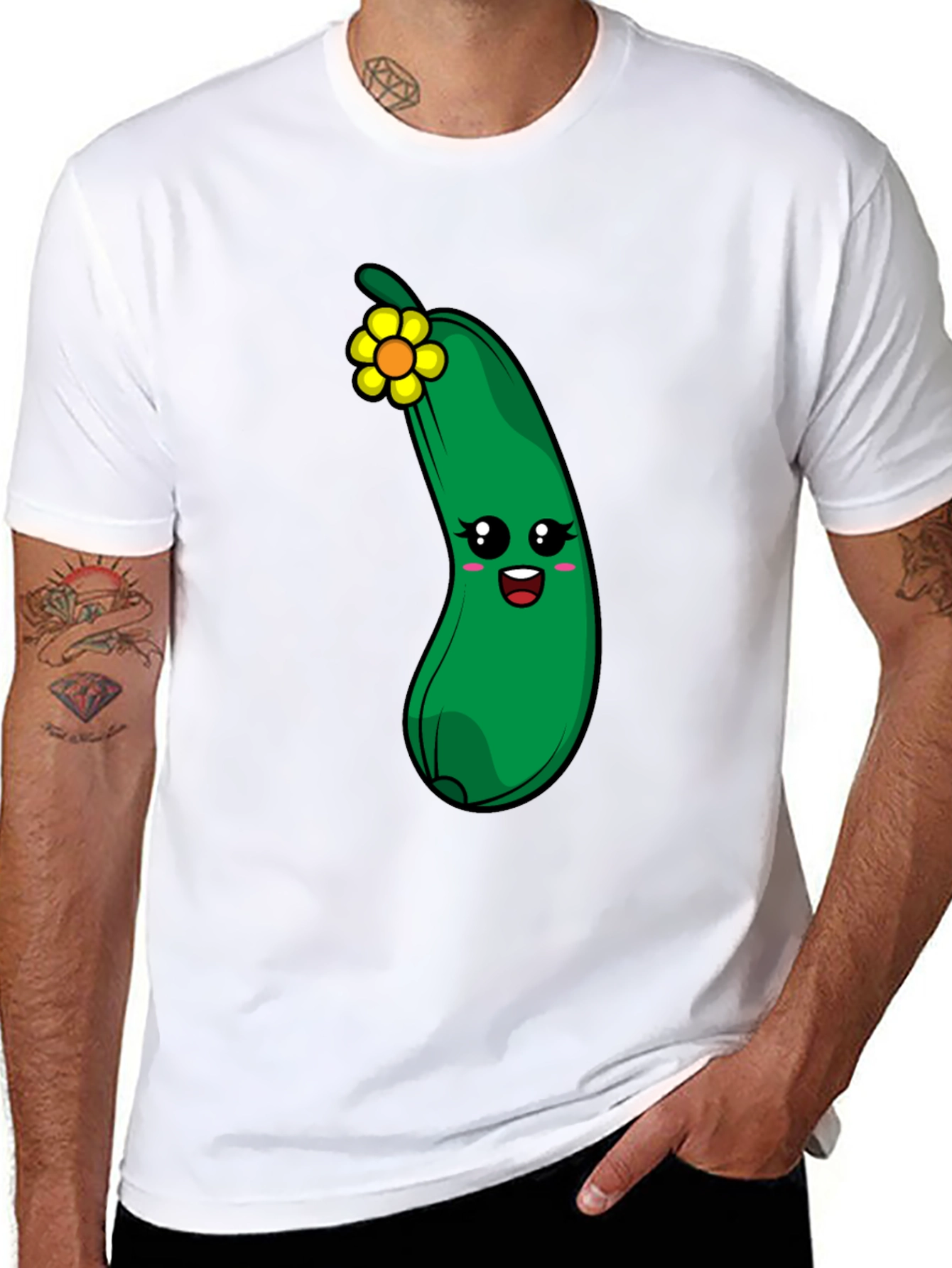Funny Zucchini Flower Graphic T-Shirt - 8
