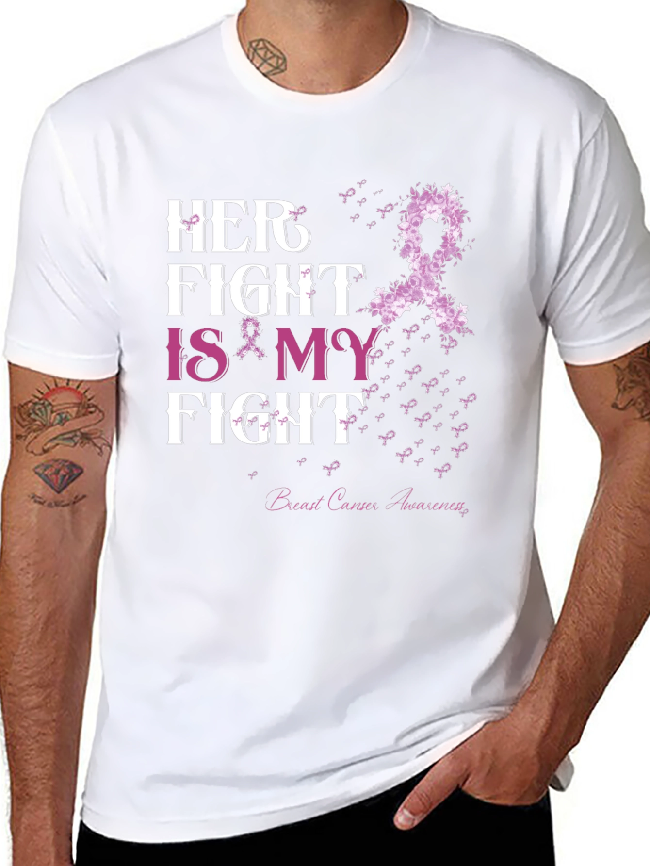 Black Her Fight is My Fight T-Shirt Breast Cancer Awareness view 8