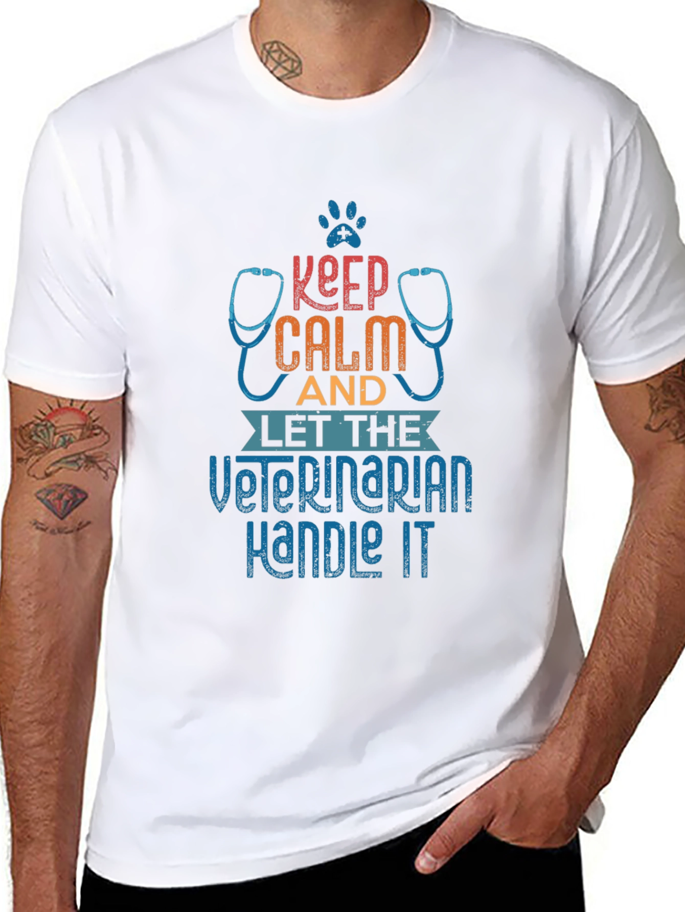 Black Keep Calm Veterinarian Handle It T-Shirt view 8