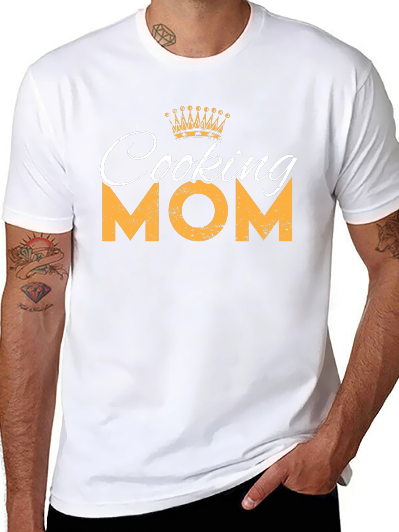 Black Cooking Mom T-Shirt - Black Crew Neck Tee view 8