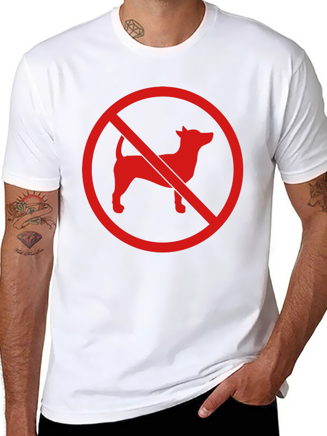 Black No Dogs Allowed Graphic Tee - Black Cotton Blend view 8