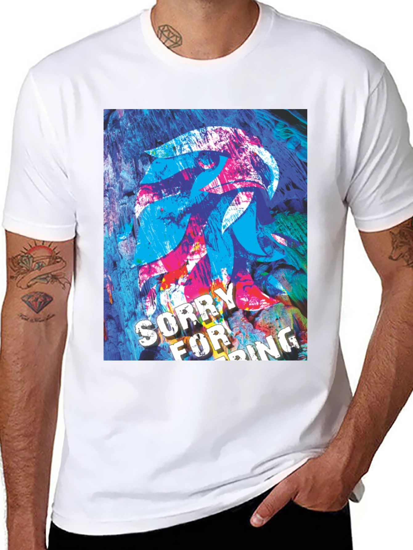 Black Abstract Graphic Tee - Sorry For Being Awesome view 8