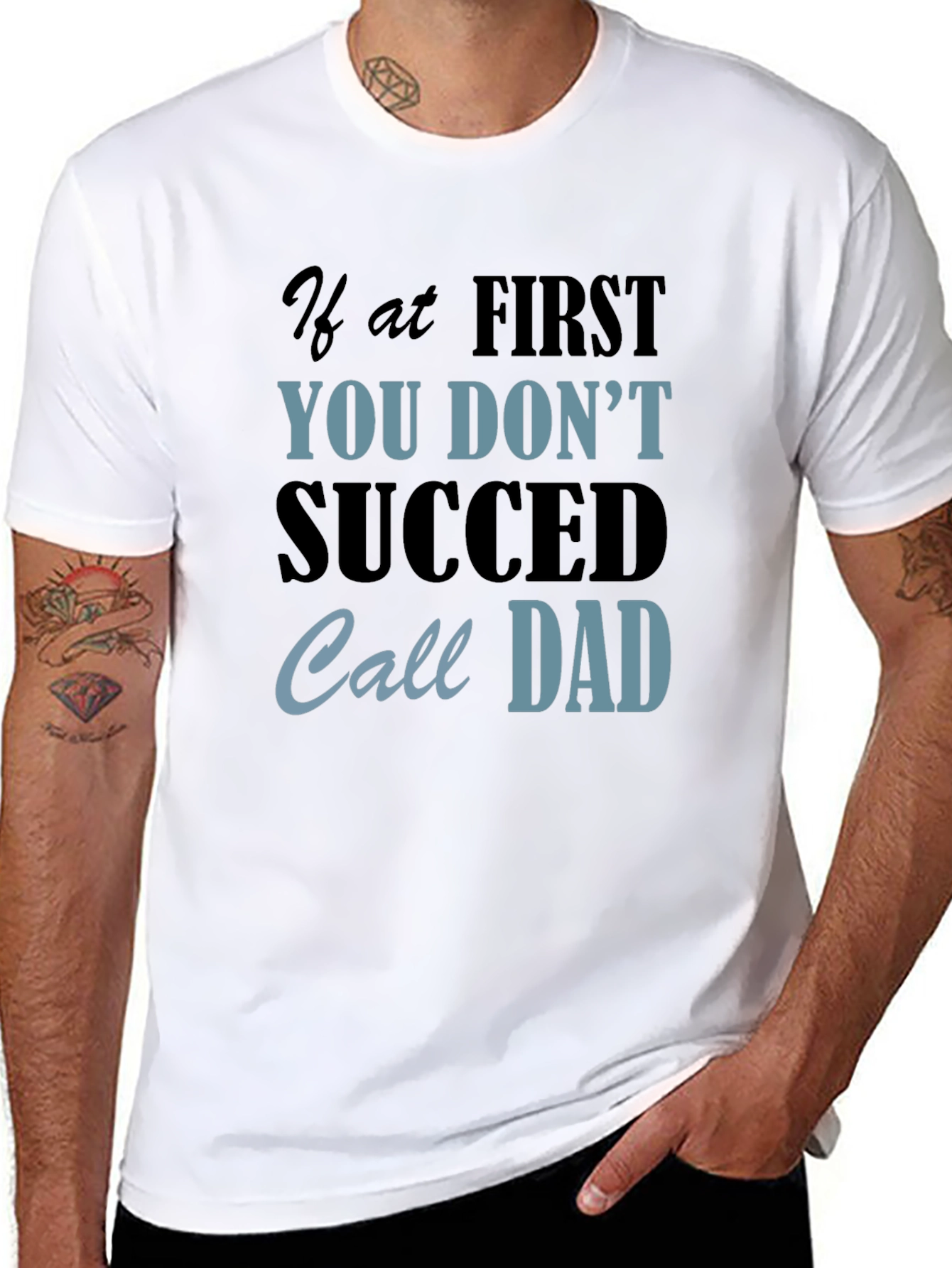 Black If At First You Don't Succeed Call Dad Black T-Shirt view 8