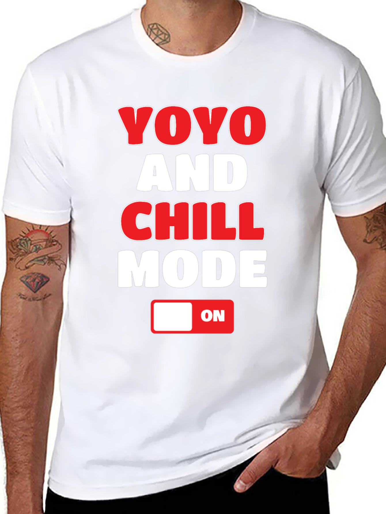 Black YOYO and CHILL Mode T-Shirt - Novelty Graphic Tee view 8