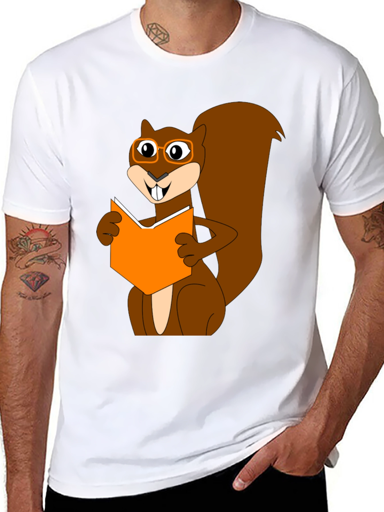 Black Bookworm Squirrel Graphic T-Shirt view 8