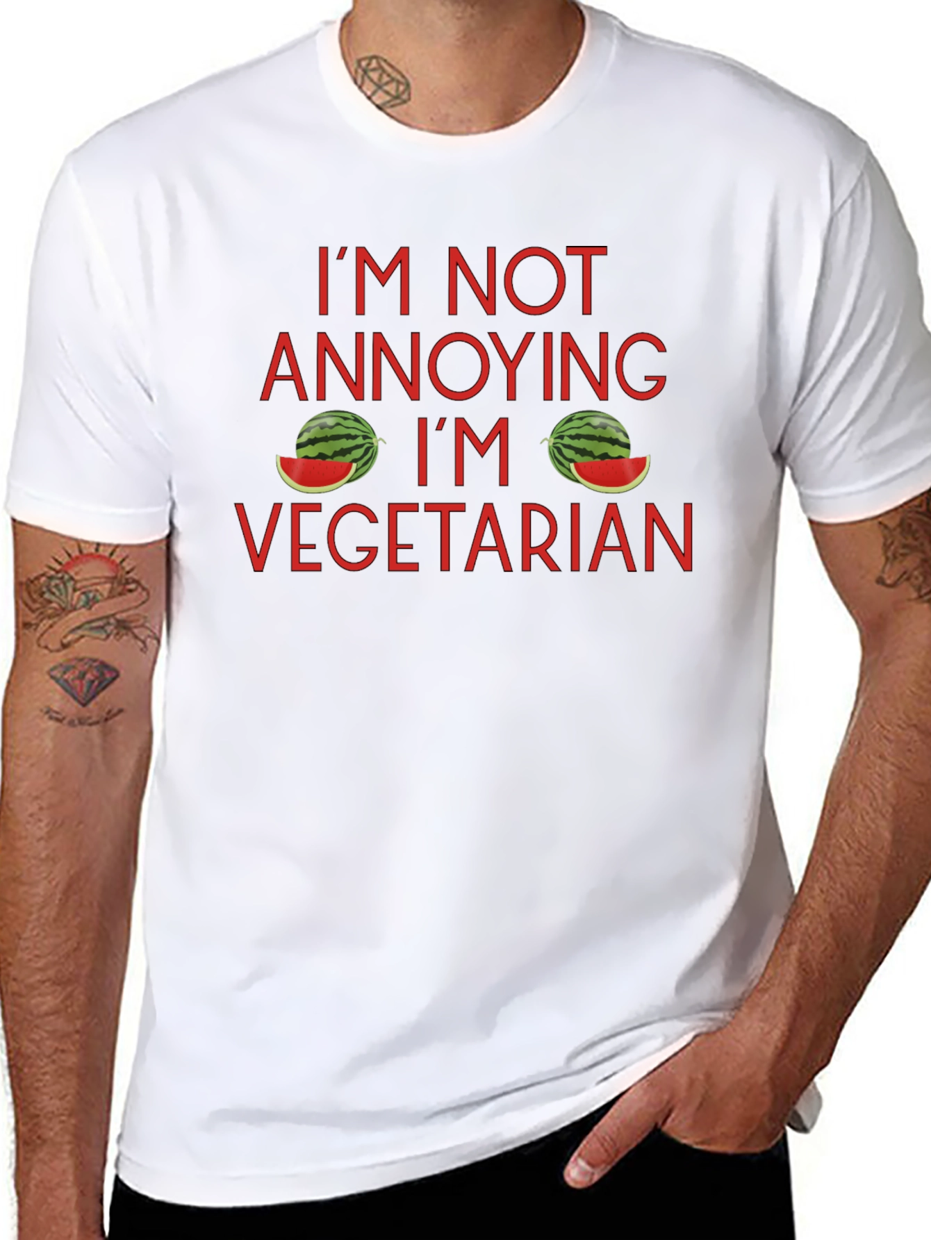 Black I'm Not Annoying, I'm Vegetarian T-Shirt view 8